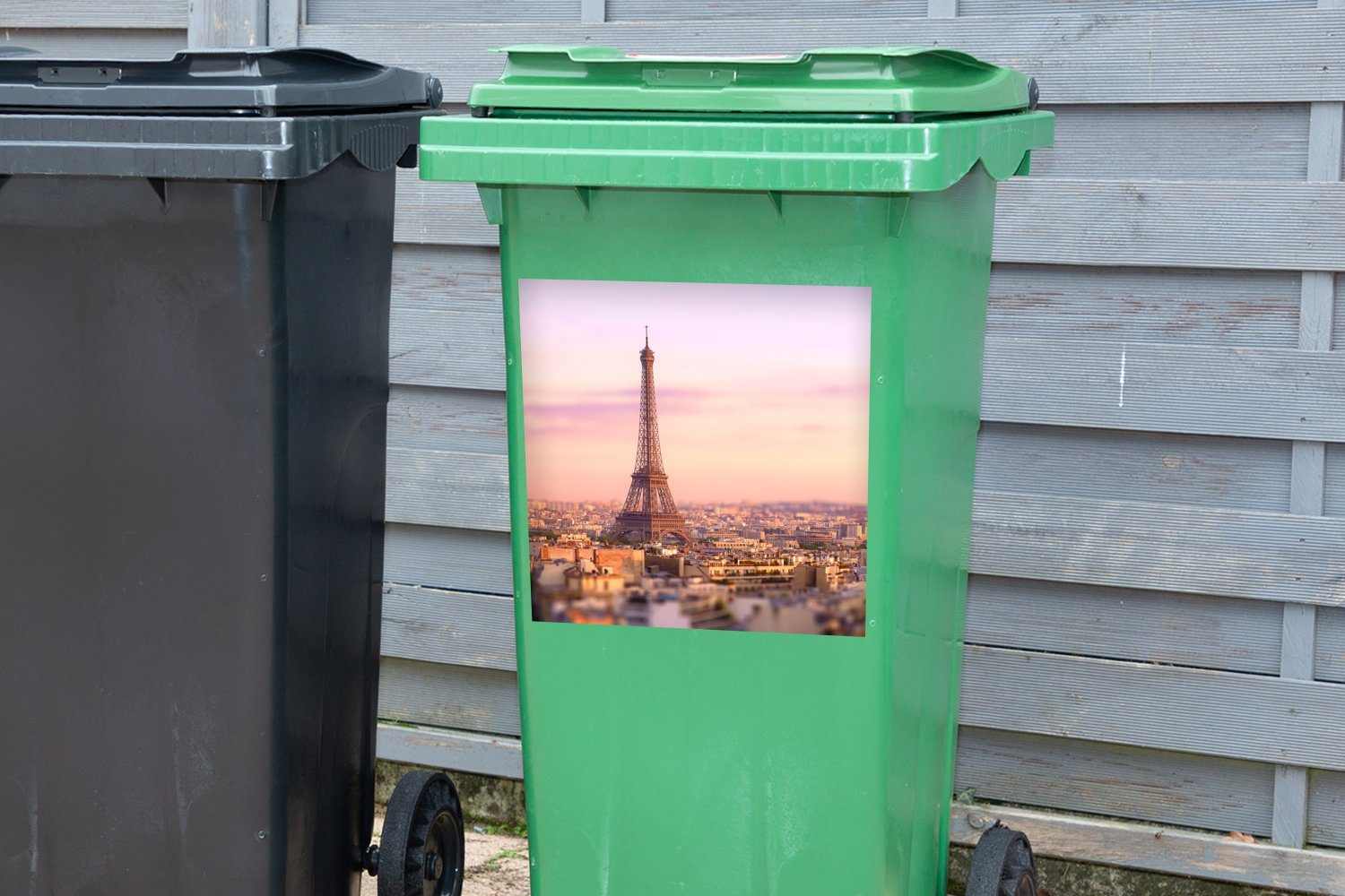 Paris Mülleimer-aufkleber, Container, Himmel St), - Eiffelturm Abfalbehälter MuchoWow - Mülltonne, Sticker, (1 Wandsticker