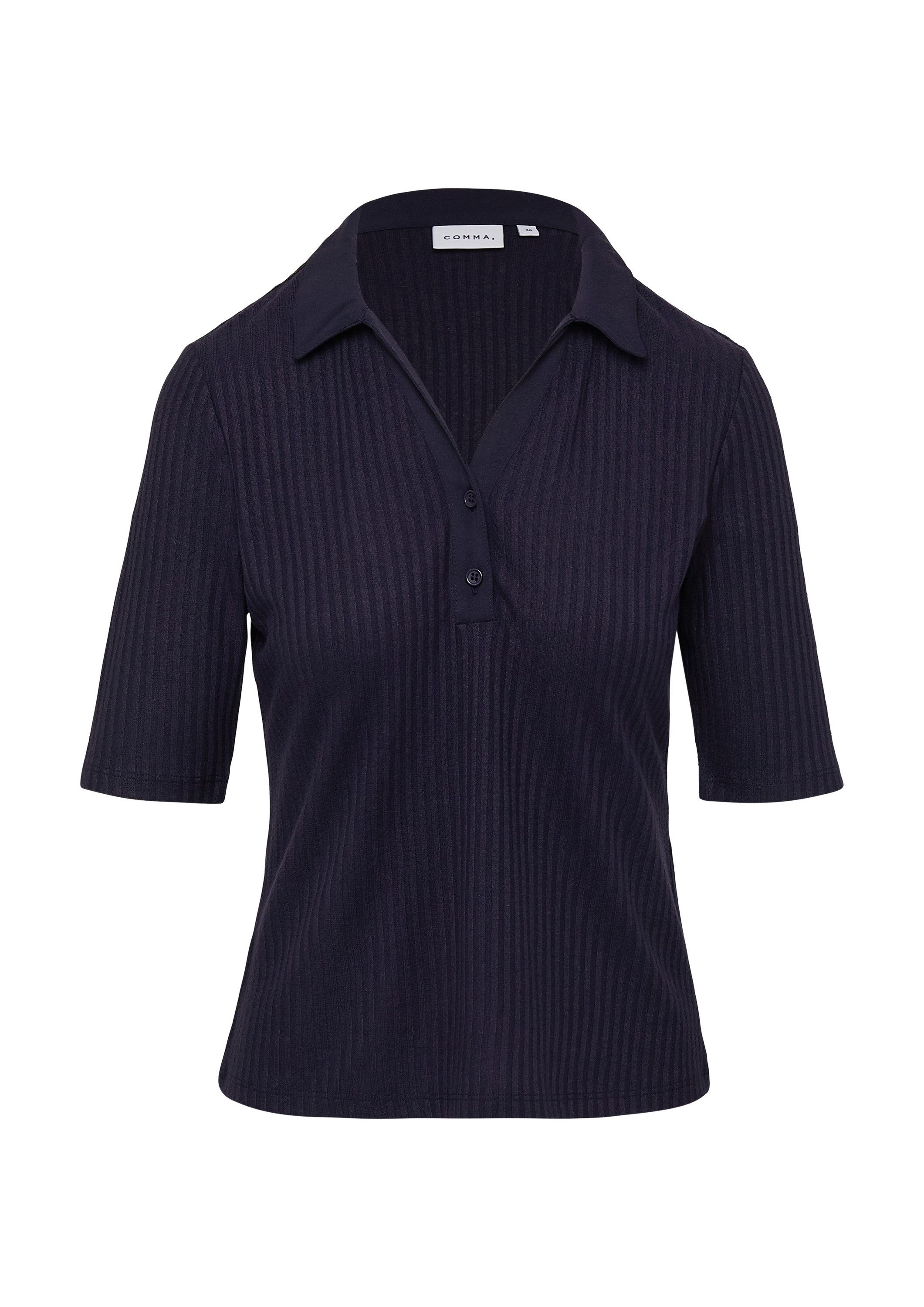 comma Kurzarmshirt T-Shirt Strukturiertes Poloshirt im günstig online kaufen