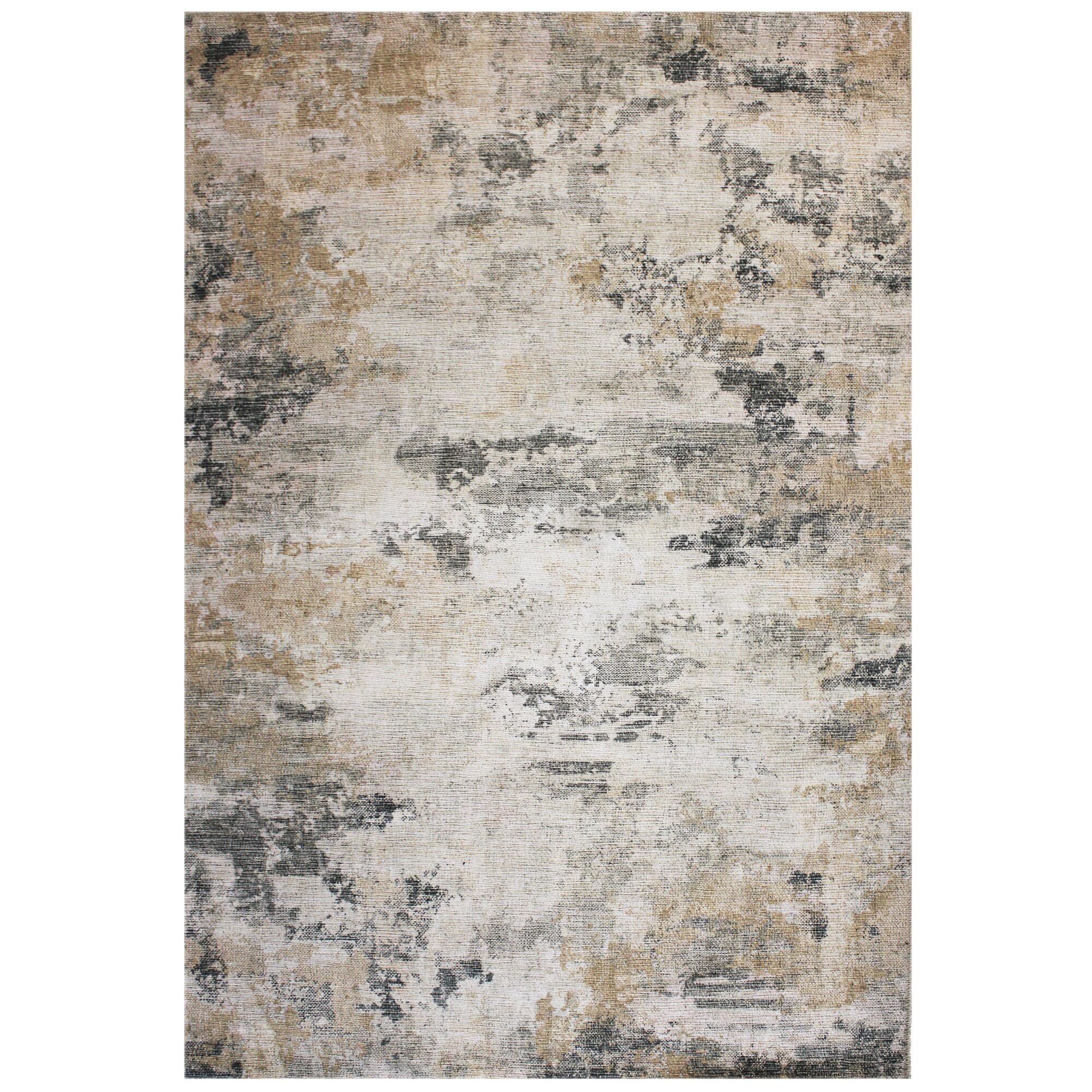 KADIMA DESIGN Teppich Waschbar, Abstrakt Wohnzimmer schmutzabweisend Rechteckig 115x170, Rechteckig, Höhe: 0 mm, Gelb-Natur, 100% Polyester, Flachgewebe, Flordichte 1 604 g/m²