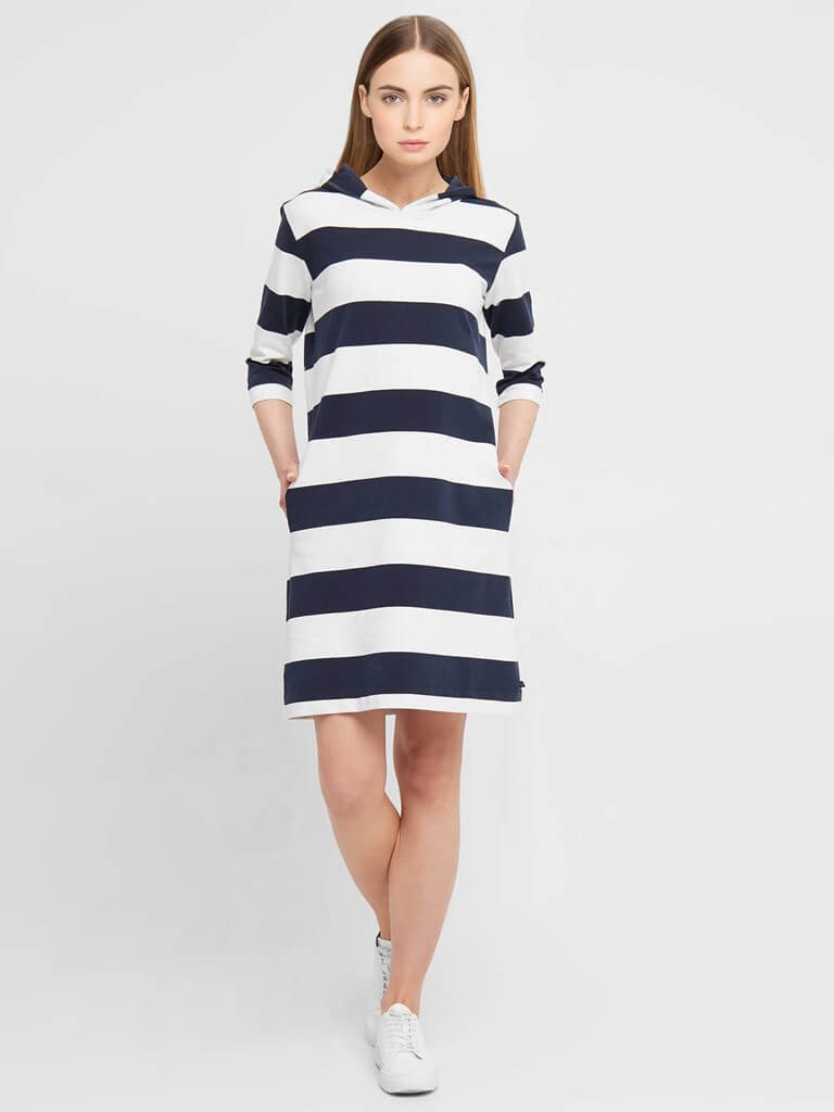 Sea Ranch Shirtkleid Damen Sweatshirt-Kleid Ronja Streifen-Design mit Kapuz günstig online kaufen