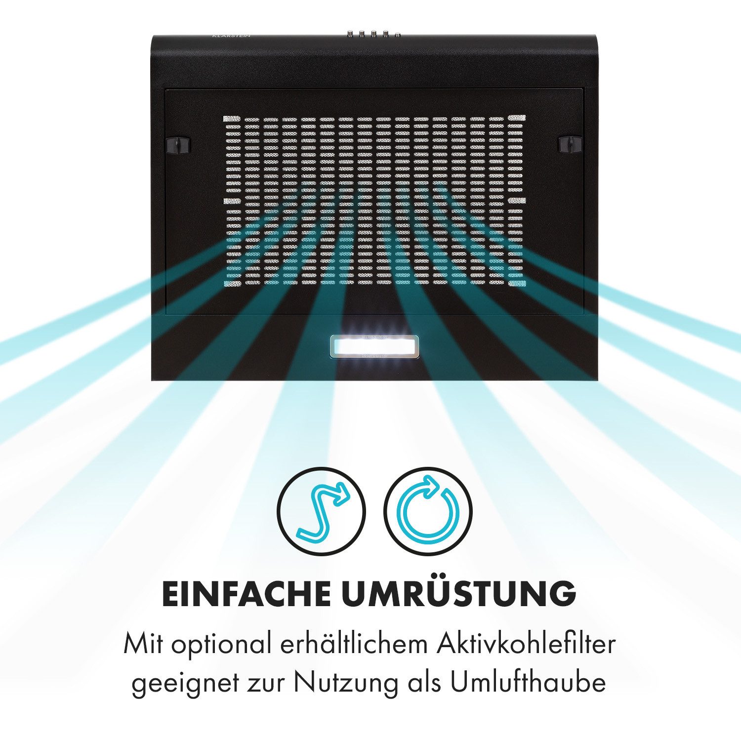 Klarstein Deckenhaube Capannina Capannina, Unterbau-Abzugshaube 60cm 166m³/h LED Edelstahl schwarz