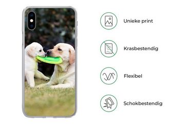 MuchoWow Handyhülle Hund mit seinem Welpen und einem Frisbee, Handyhülle Apple iPhone Xs Max, Smartphone-Bumper, Print, Handy