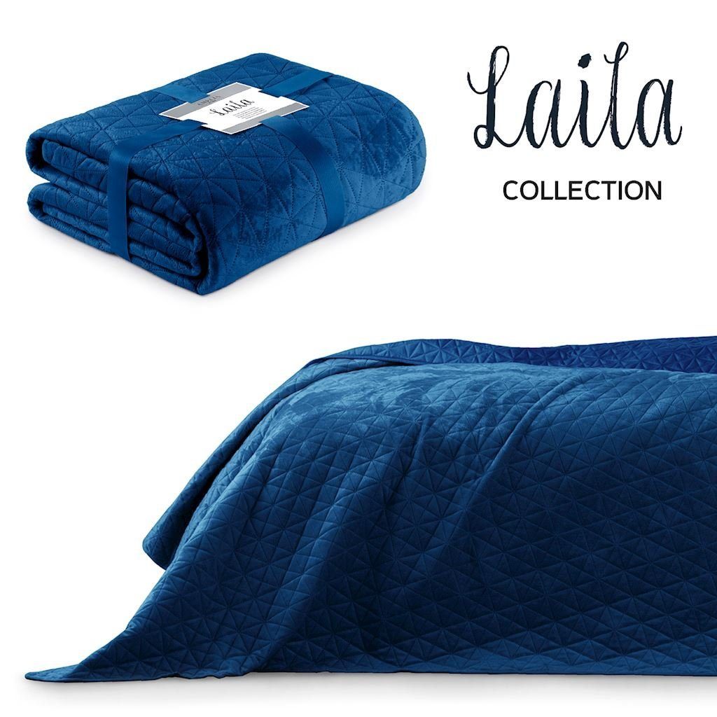 Laila, blau Bettüberwurf Tagesdecke Wendedesign Bettüberwurf mit royal zweiseitigem AmeliaHome,