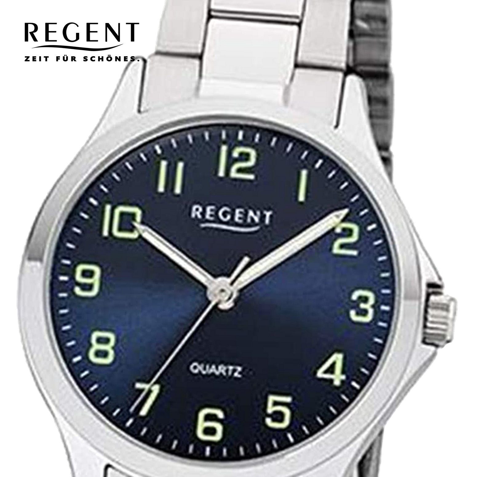 Regent Quarzuhr Regent Damen Uhr 2252407 Metall Quarz, Damen Armbanduhr  rund, klein (ca. 29mm), Metallarmband
