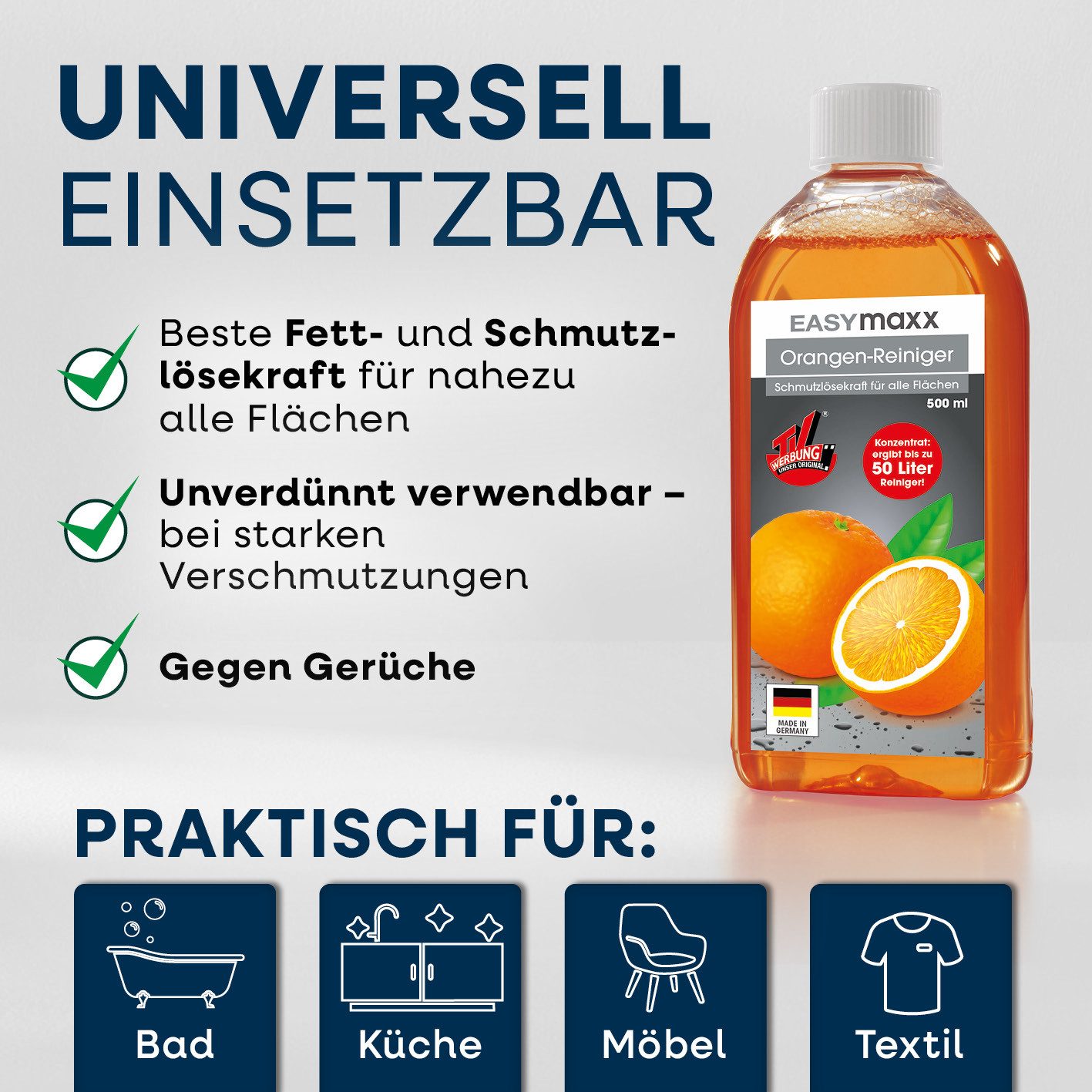 EASYmaxx EASYmaxx Reinigungsmittel Orangenreiniger 2x 500ml inkl. Sprühflasche Reinigungskonzentrat