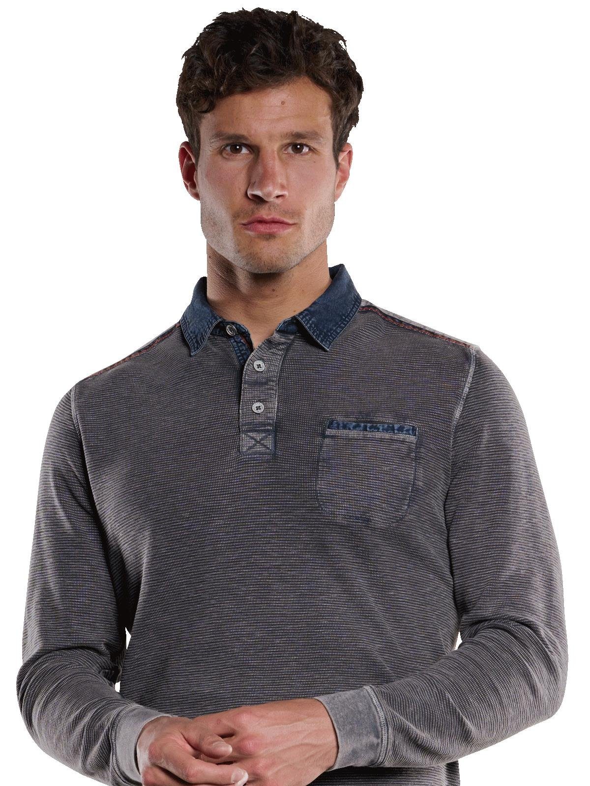 feiner Polo-Shirt mit Struktur Engbers Langarm-Poloshirt