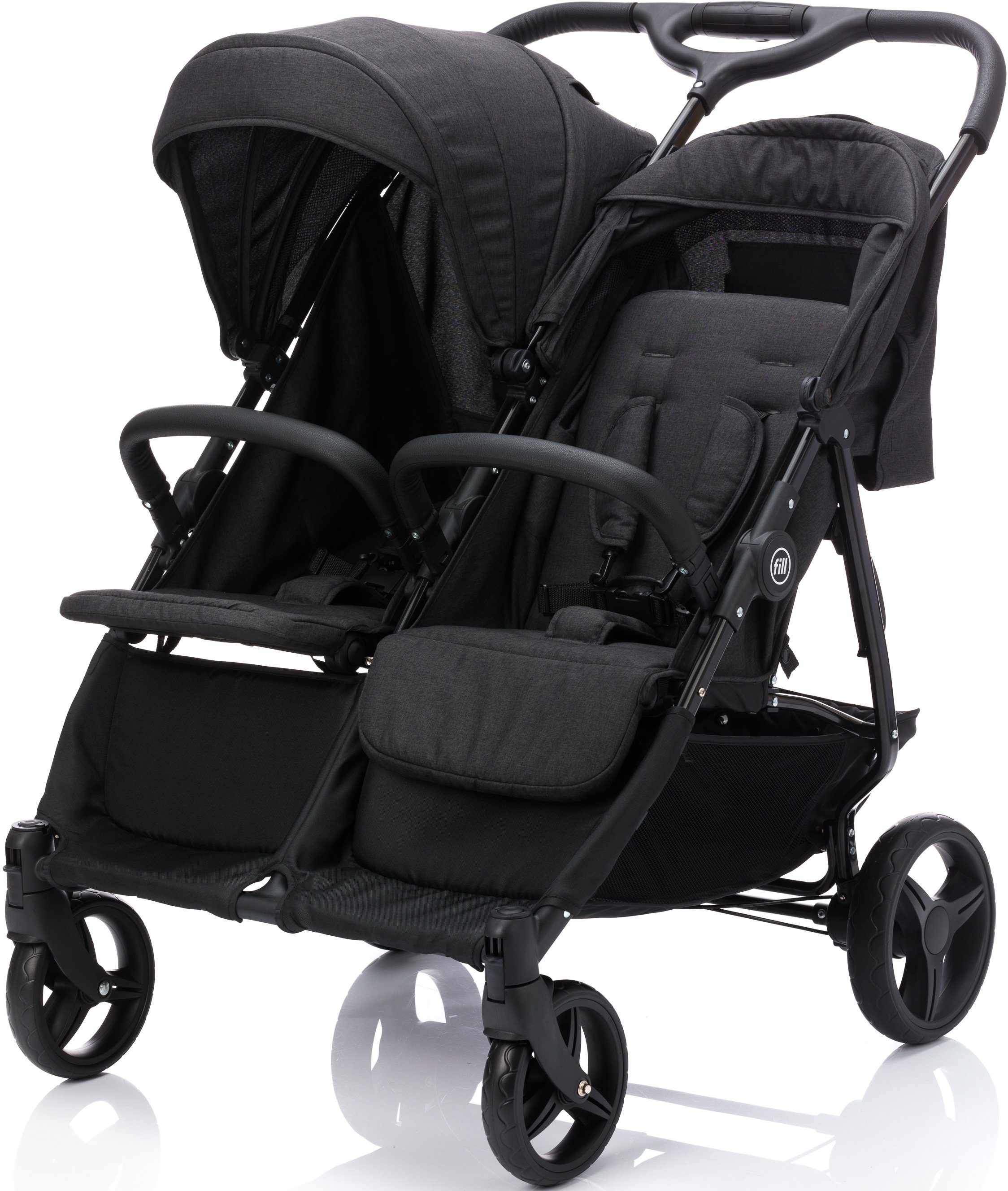 Fillikid Zwillingswagen Duo, schwarz melange
