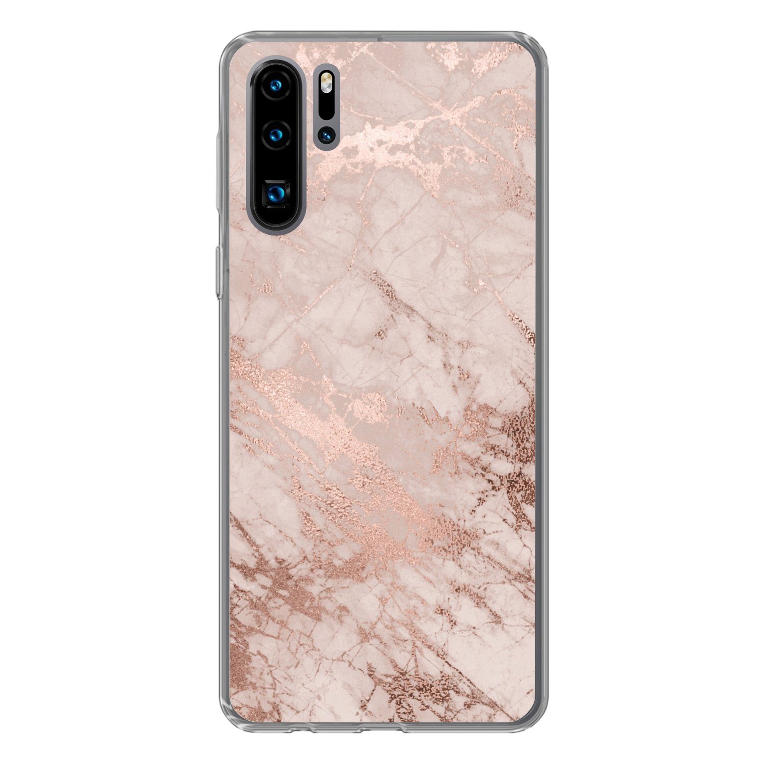 MuchoWow Handyhülle für Huawei P30 Pro Marmor - Rosa - Luxus - Marmoroptik - Glitzer - Des, Handy Case, Silikon, Bumper Case Dünn