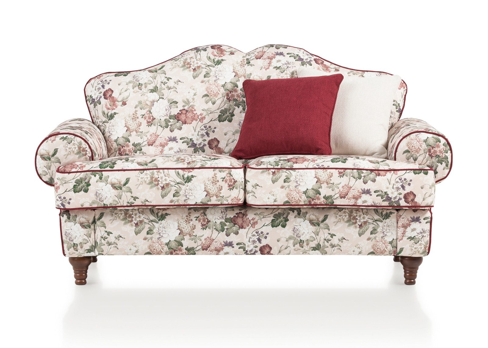 Furn.Design Sofa Elita, 2-Sitzer in beige mit Blumenmuster, Landhausstil, mit Bonell Federkern