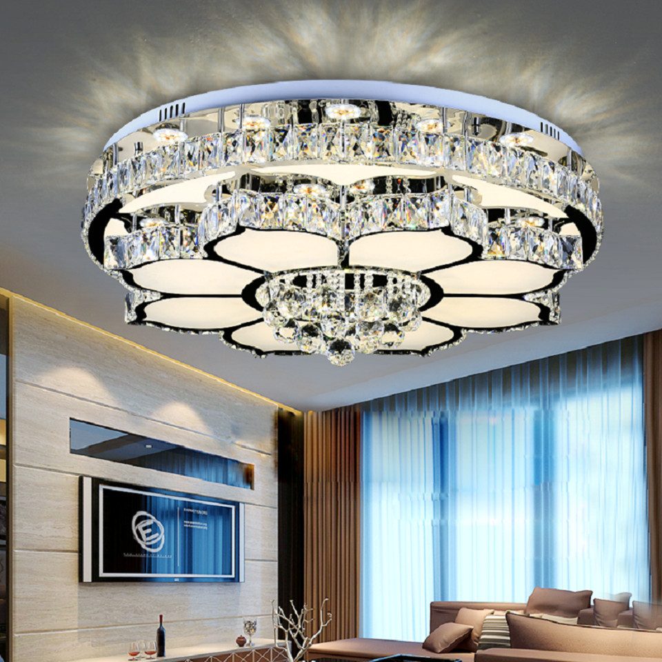 Eurohandisplay LED Deckenleuchte LED Pendelleuchte Kristall Fernbedienung Deckenleuchte Deckenlampen, LED fest integriert, Warmweiß bis Kaltweiß, Modern Kristal – Bild 3 von 5