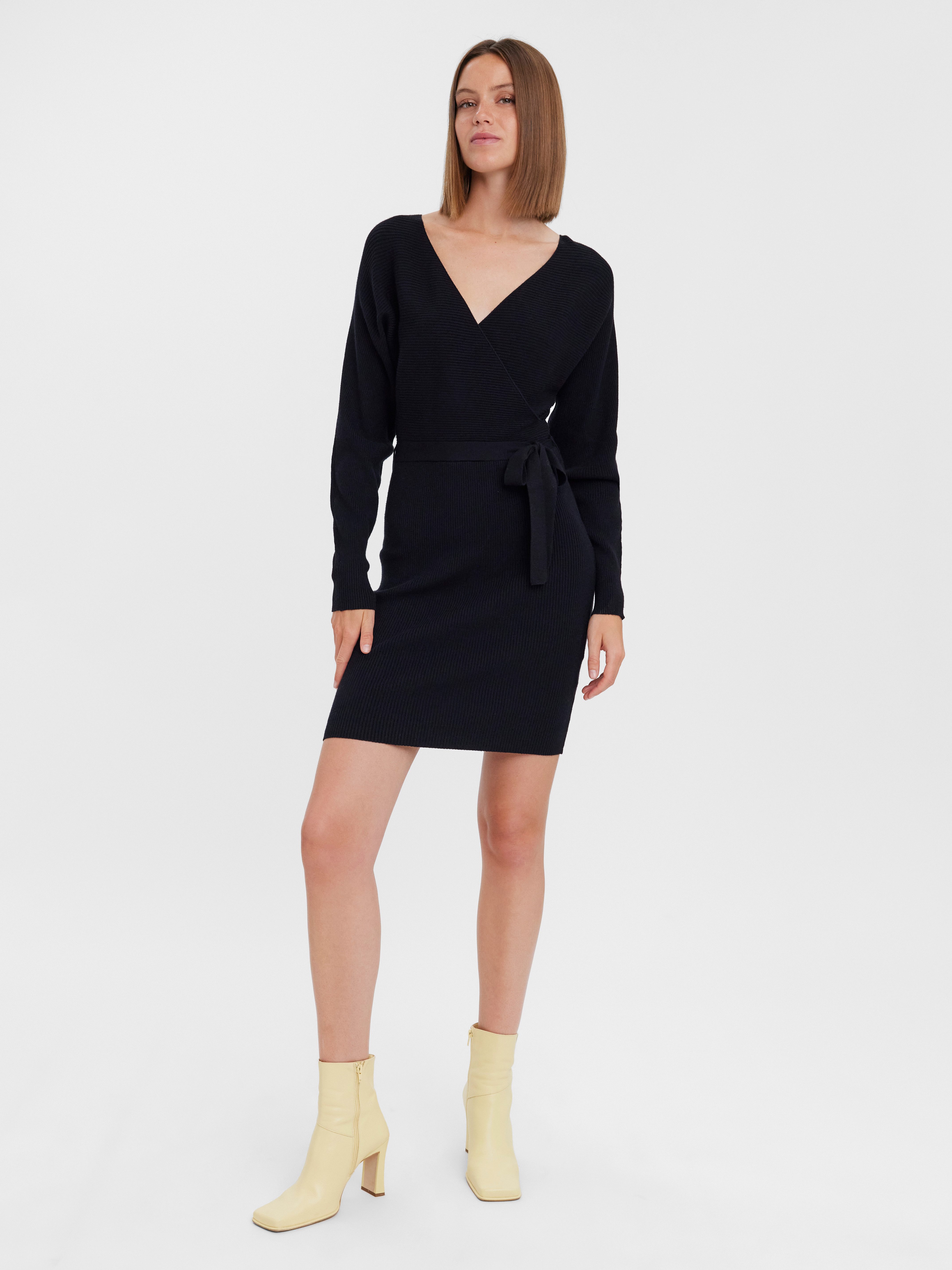 Vero Moda Strickkleid VMHOLLYREM LS V-NECK DRESS GA NOOS