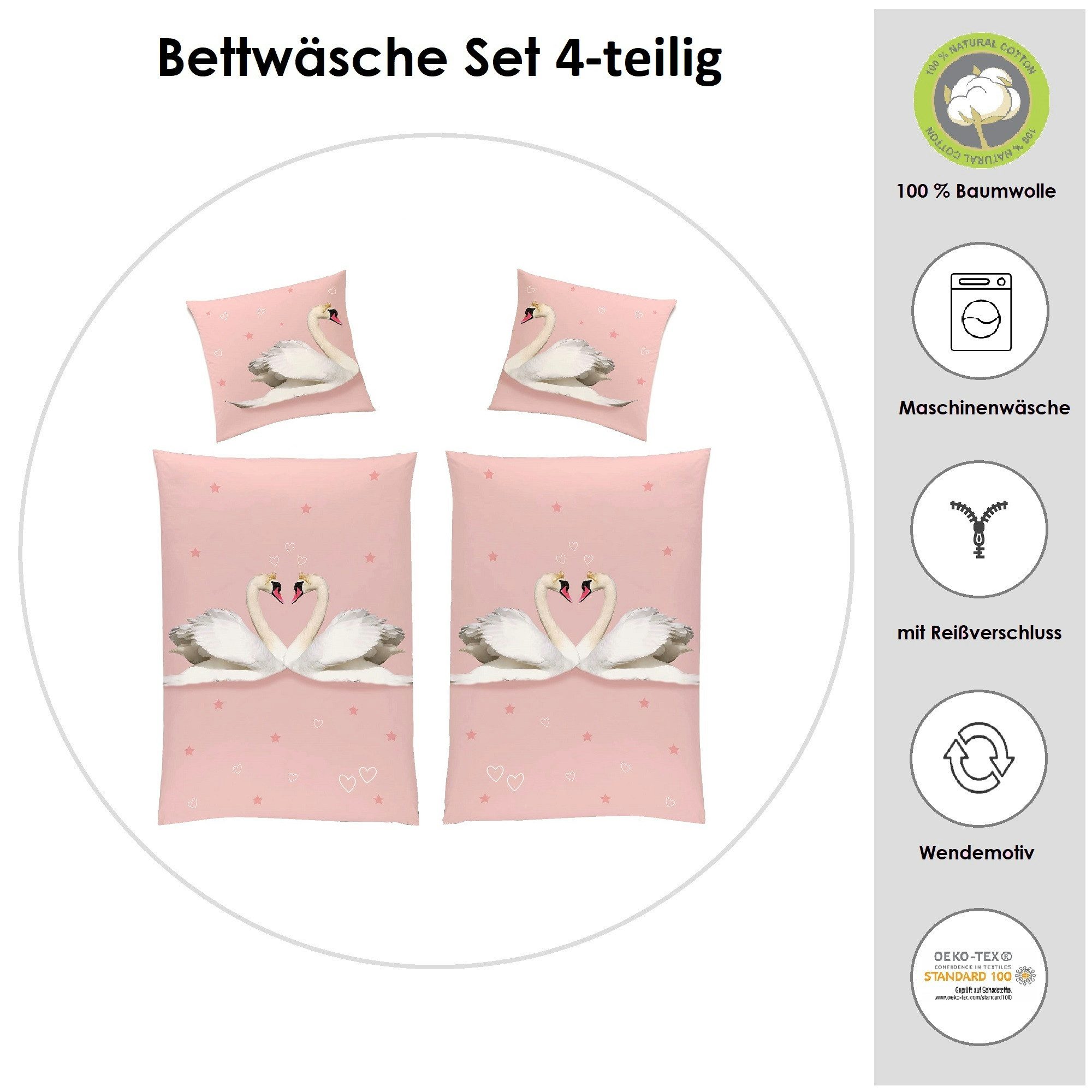 Familando Partnerbettwäsche Swan in Love Set günstig online kaufen