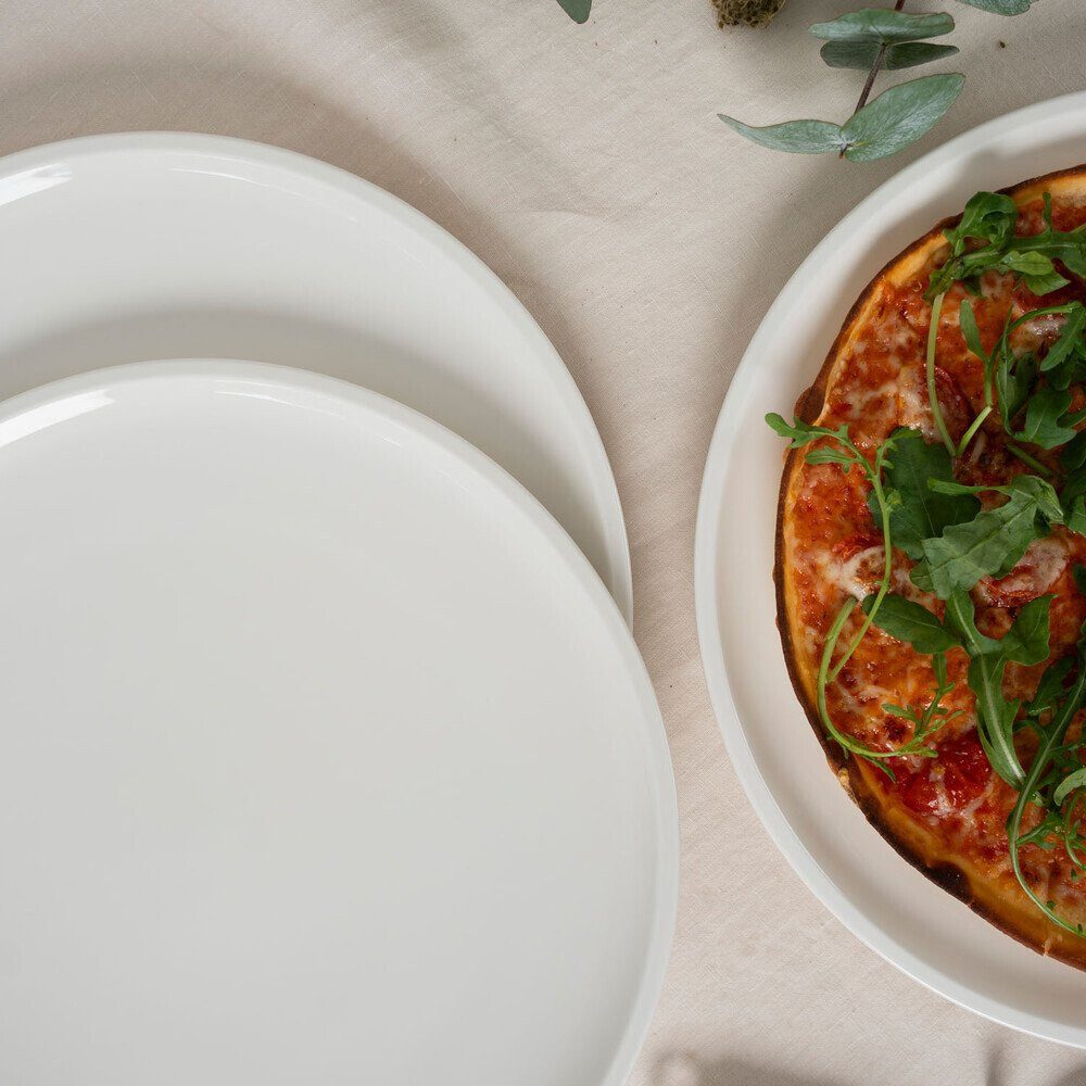 Villeroy & Boch Teller Pizzateller 32 cm Artesano Original 4-tlg., Teller, Speiseteller, Essteller, Ø32cm, Made in Germany, weiß