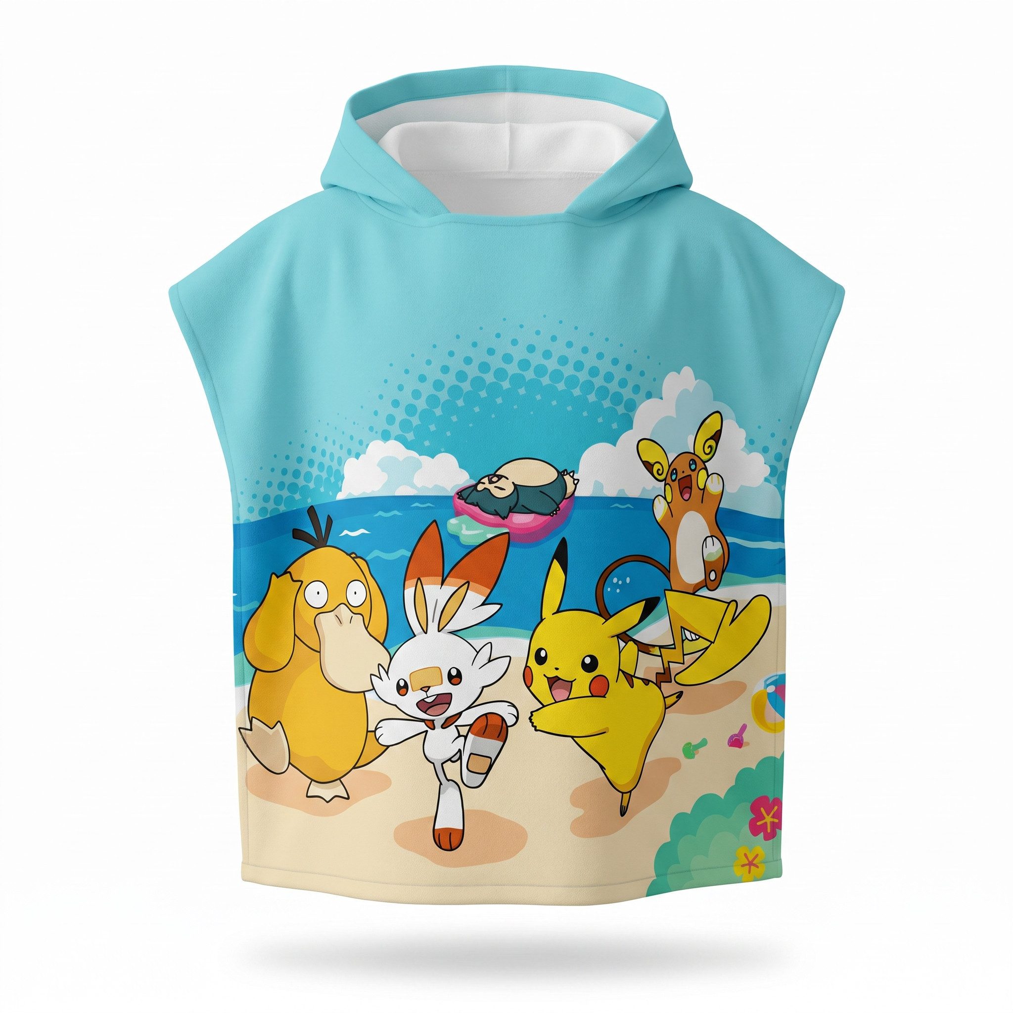 POKÉMON Badeponcho Pokemon Pikachu Anton Kinder Mikrofaser Poncho, Polyester, Kapuze, mit Kapuze