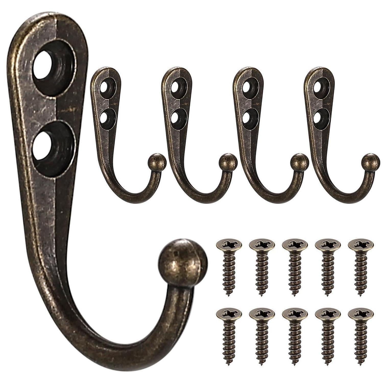 LuxusKollektion Kleiderhaken Kleiderhaken Schraubhaken Bronze 5 Stk