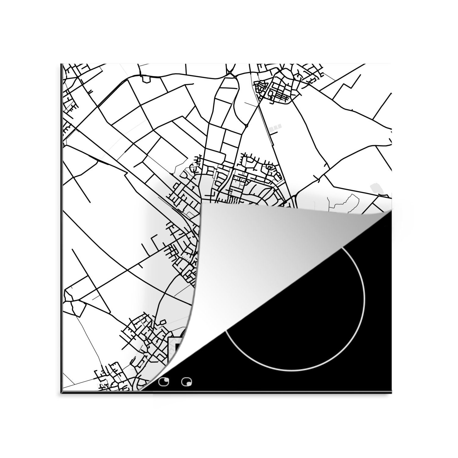 MuchoWow Herdblende-/Abdeckplatte Karte - Stadtplan - Pulheim - Karte, Vinyl, (1 tlg), 78x78 cm, Ceranfeldabdeckung, Arbeitsplatte für küche | Herdabdeckplatten
