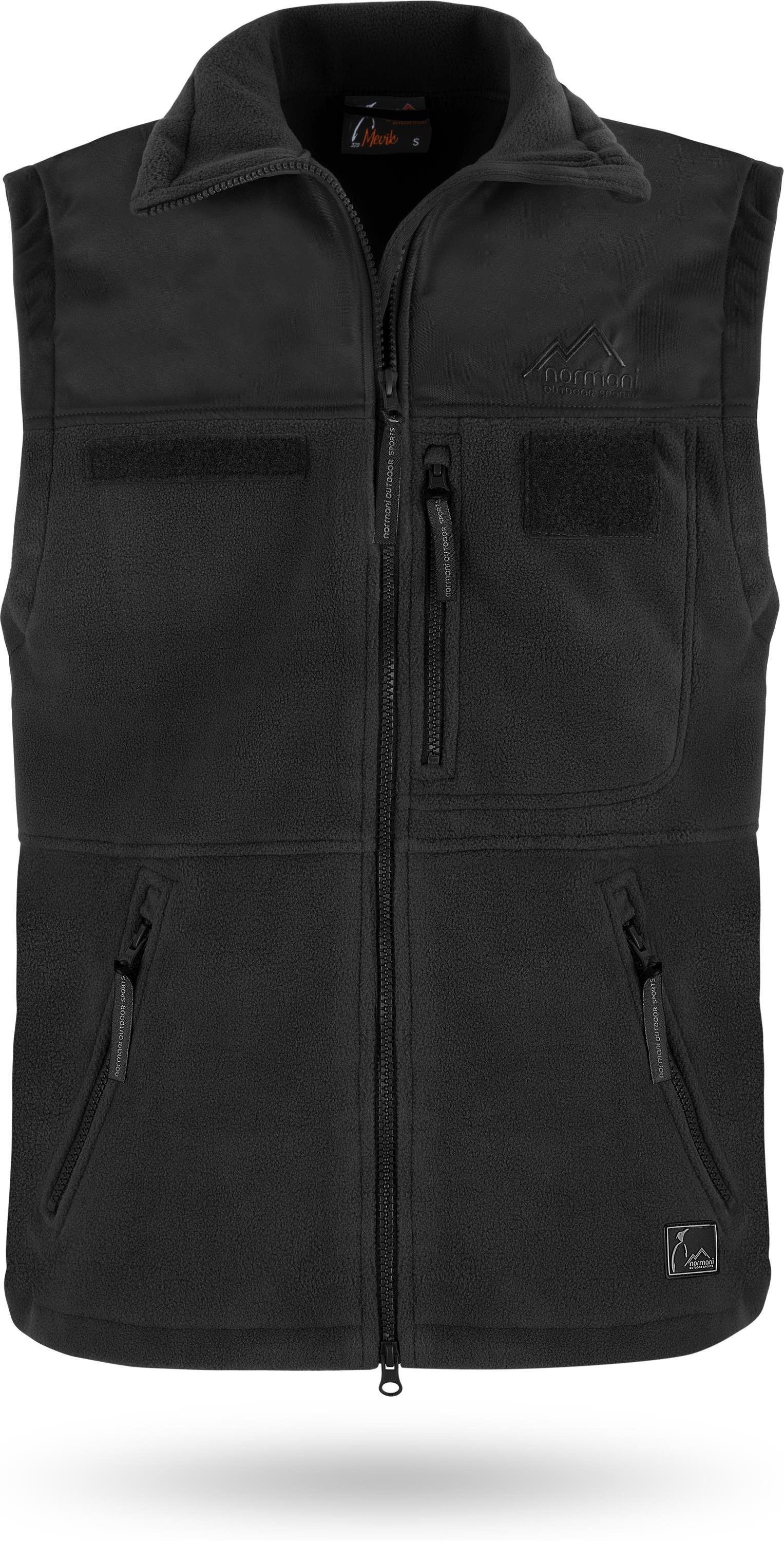Vest Outdoorweste mit Übergangsweste Schwarz Tactical Reißverschlusstaschen Patchflächen BDU Winterweste normani Jagdweste mit Mevik Fleeceweste Fleeceweste