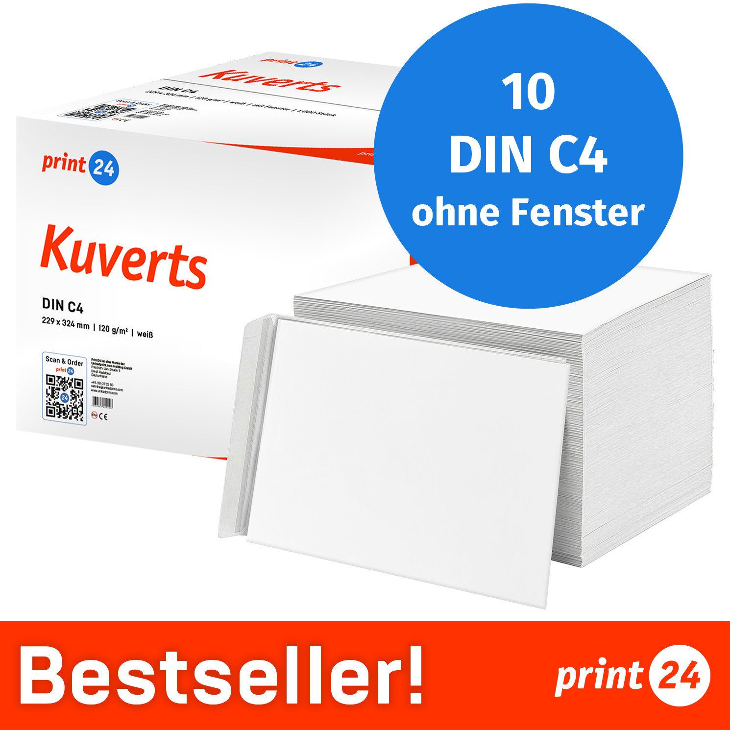 print24 Briefumschlag, Ohne Fenster