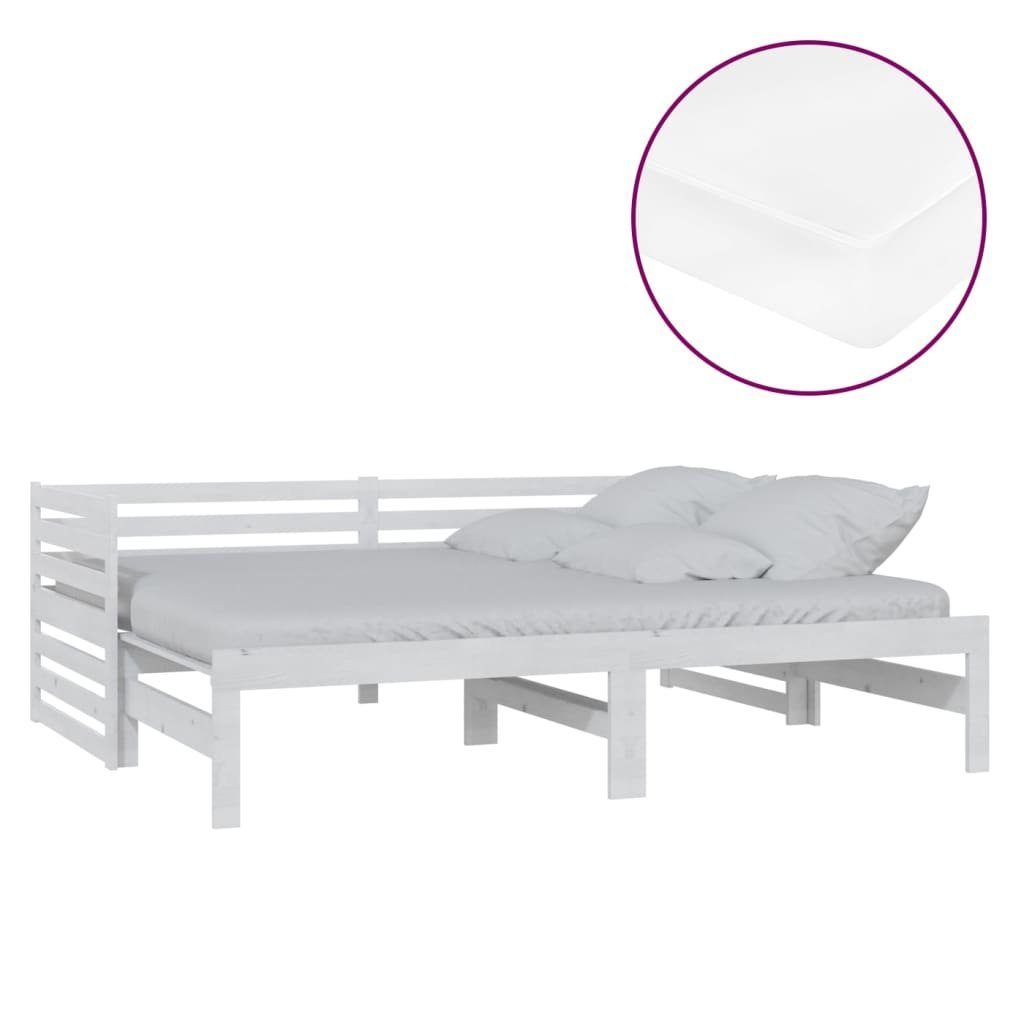 vidaXL Bett Ausziehbares Tagesbett 2x(90x200) cm Weiß Massivholz Kiefer