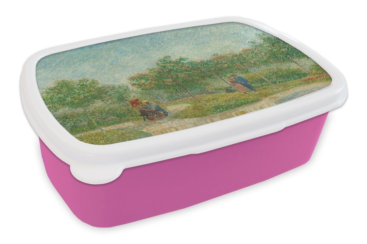 Snackbox, (2-tlg), Brotdose Vincent Erwachsene, van Kunststoff, Mädchen, - mit Brotbox Liebenden MuchoWow rosa Gogh, Garten für Kinder, Lunchbox Kunststoff