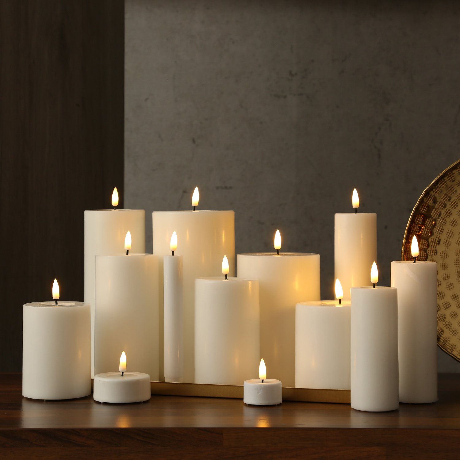 Deluxe Homeart LED-Kerze LED Teelichter Mia flackernd inkl. Batterien D: 4,1cm creme 2 Stück (2-tlg) – Bild 4 von 5