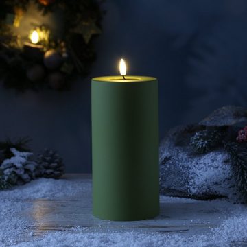 Deluxe Homeart LED-Kerze MIA Deluxe für Außen 3D Flamme flackernd H: 20cm D: 10cm outdoor grün (1-tlg)