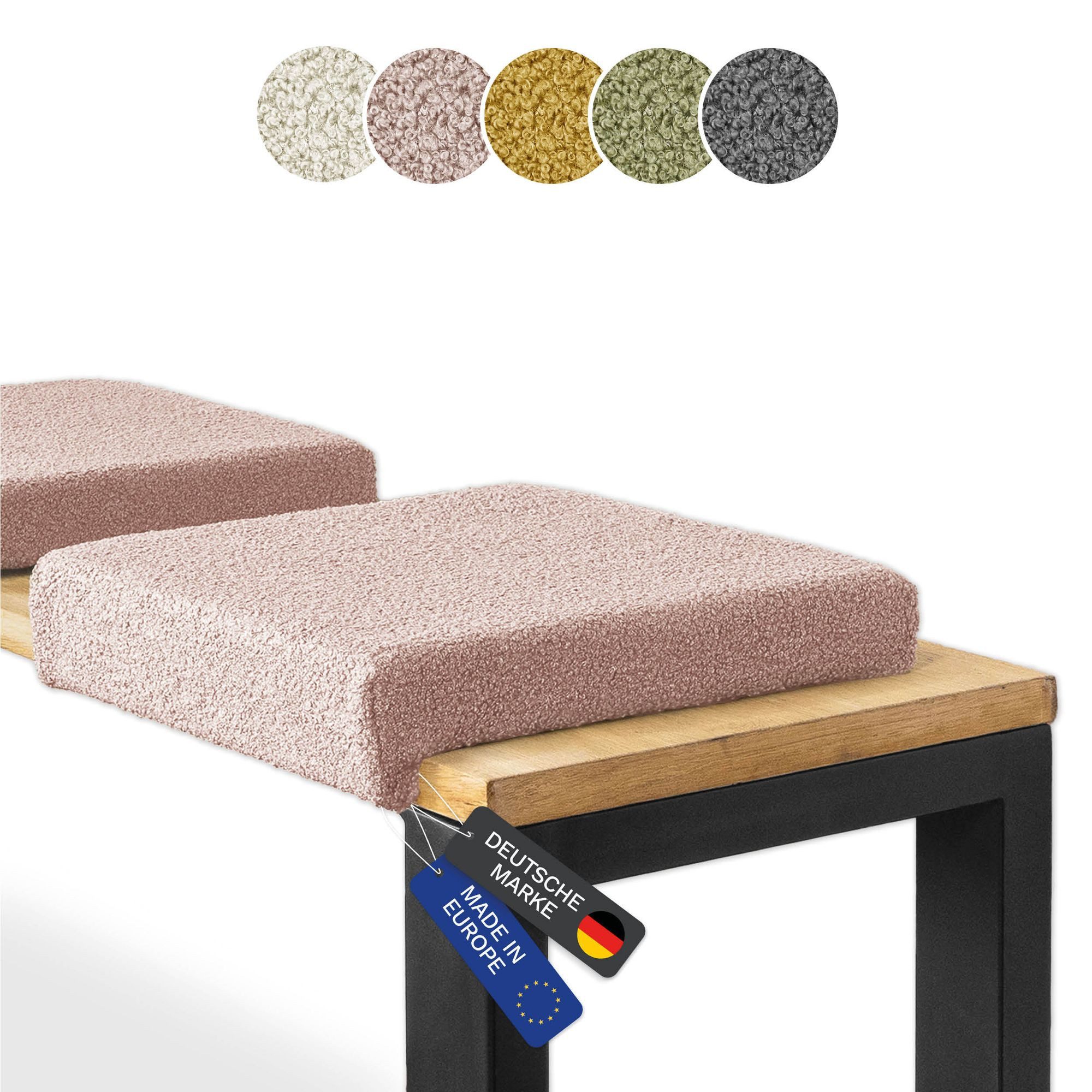 Lycce Bankauflage Bankauflage Klemmkissen 1 Leiste, Boucléstoff, (1 St), für Banktiefe ab 35cm, verrutscht nicht, versch. Farben
