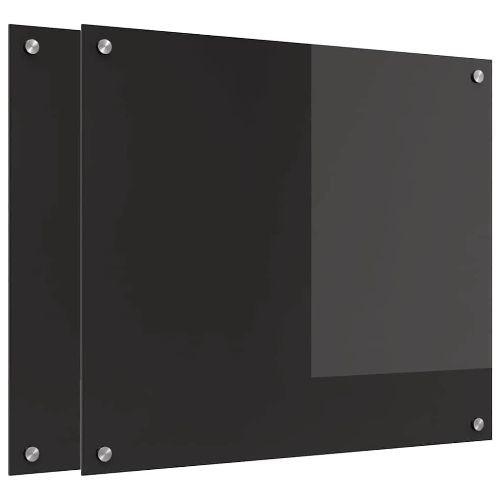 Küchenrückwand Küchenrückwand 2 pcs Schwarz 70 x 60 cm Gehärtetes Glas
