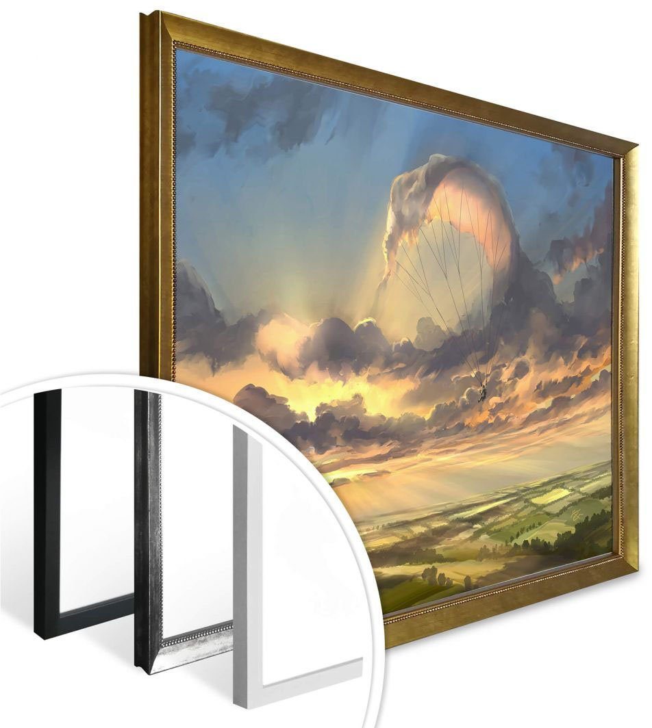 Wall-Art Wandbild, Bild, Poster, St), Surrealismus Poster Schriftzug (1 Wolkenflug, Wandposter Bild