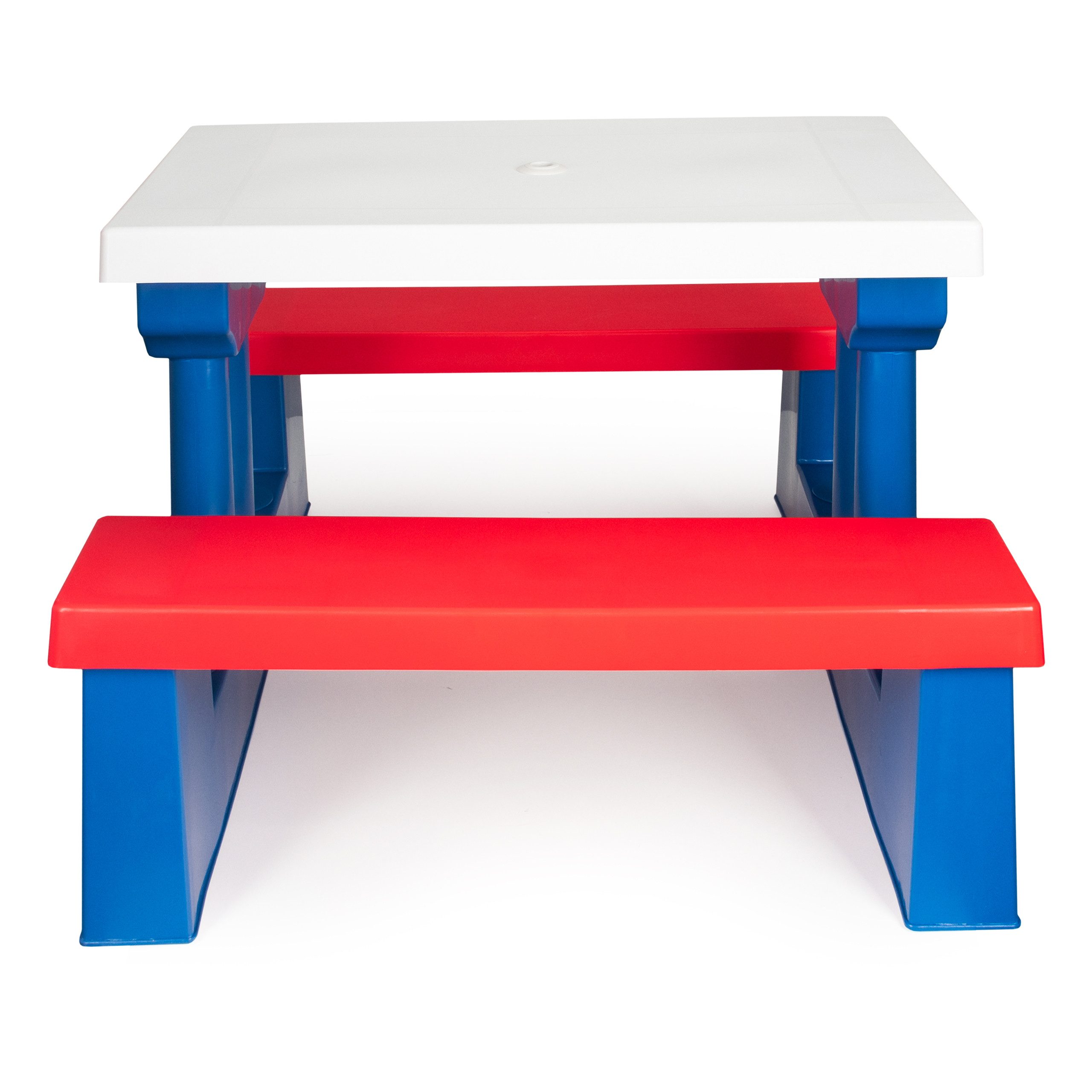 COIL Garten-Kindersitzgruppe Kinder-Picknicktisch mit Sonnenschirm 107 x 67 x 135 cm, 5 kg, (4-tlg), verschiedene Farben, Kunststoff UV-beständig, für Kinder ab 3 Jahren