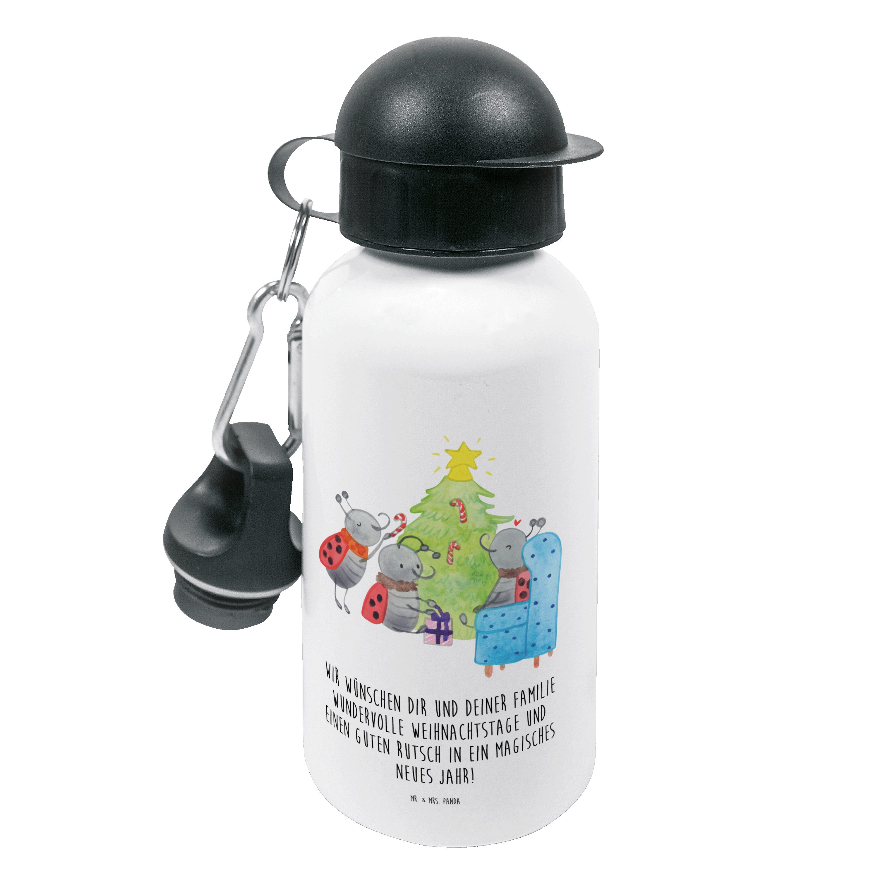 Mr. & Mrs. Panda Trinkflasche Weihnachten Smörle - Weiß - Geschenk, Kindergarten Flasche, Trinkflas
