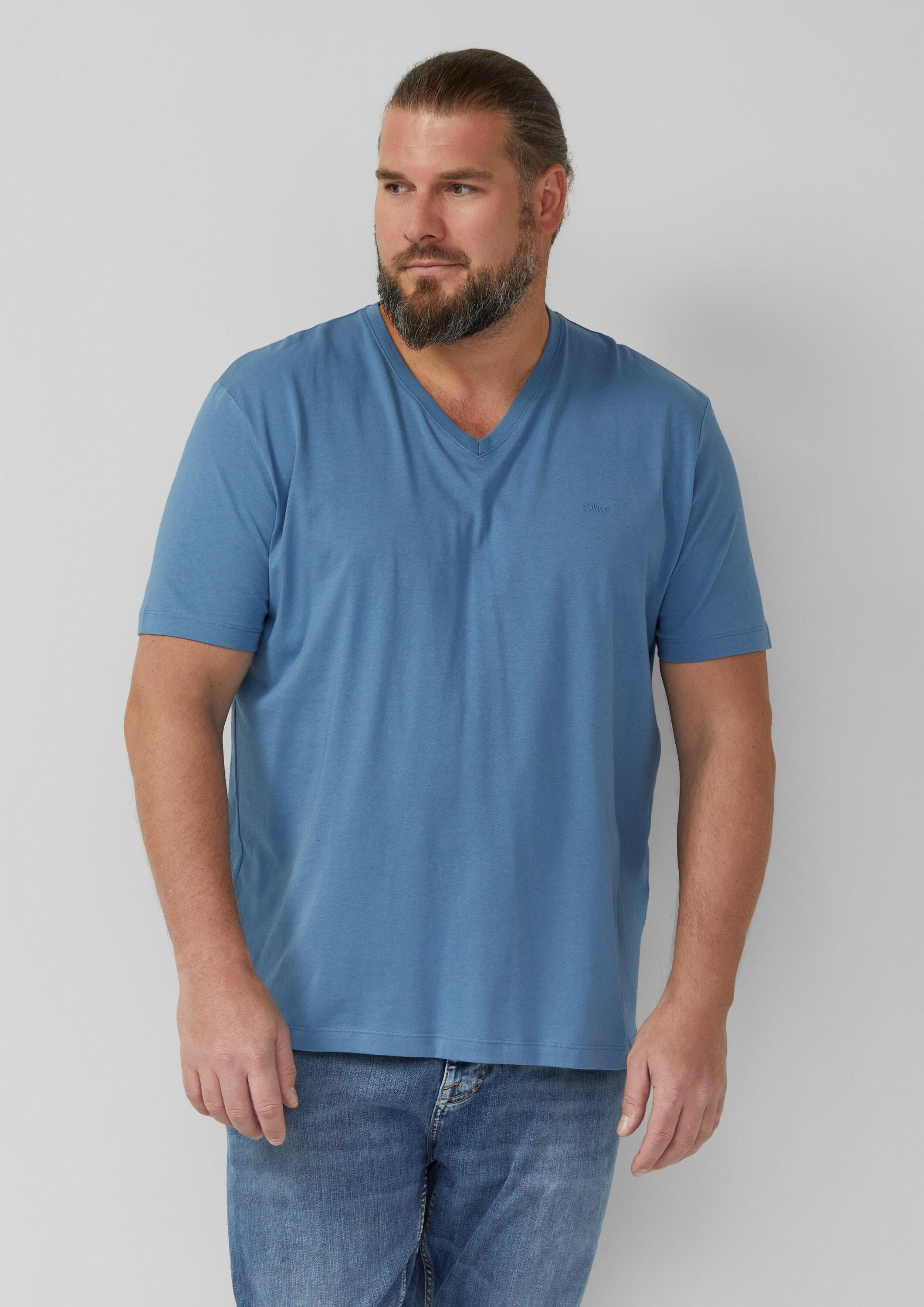 s.Oliver Kurzarmshirt T-Shirt Baumwoll-T-Shirt mit V-Ausschnitt und Logopri günstig online kaufen