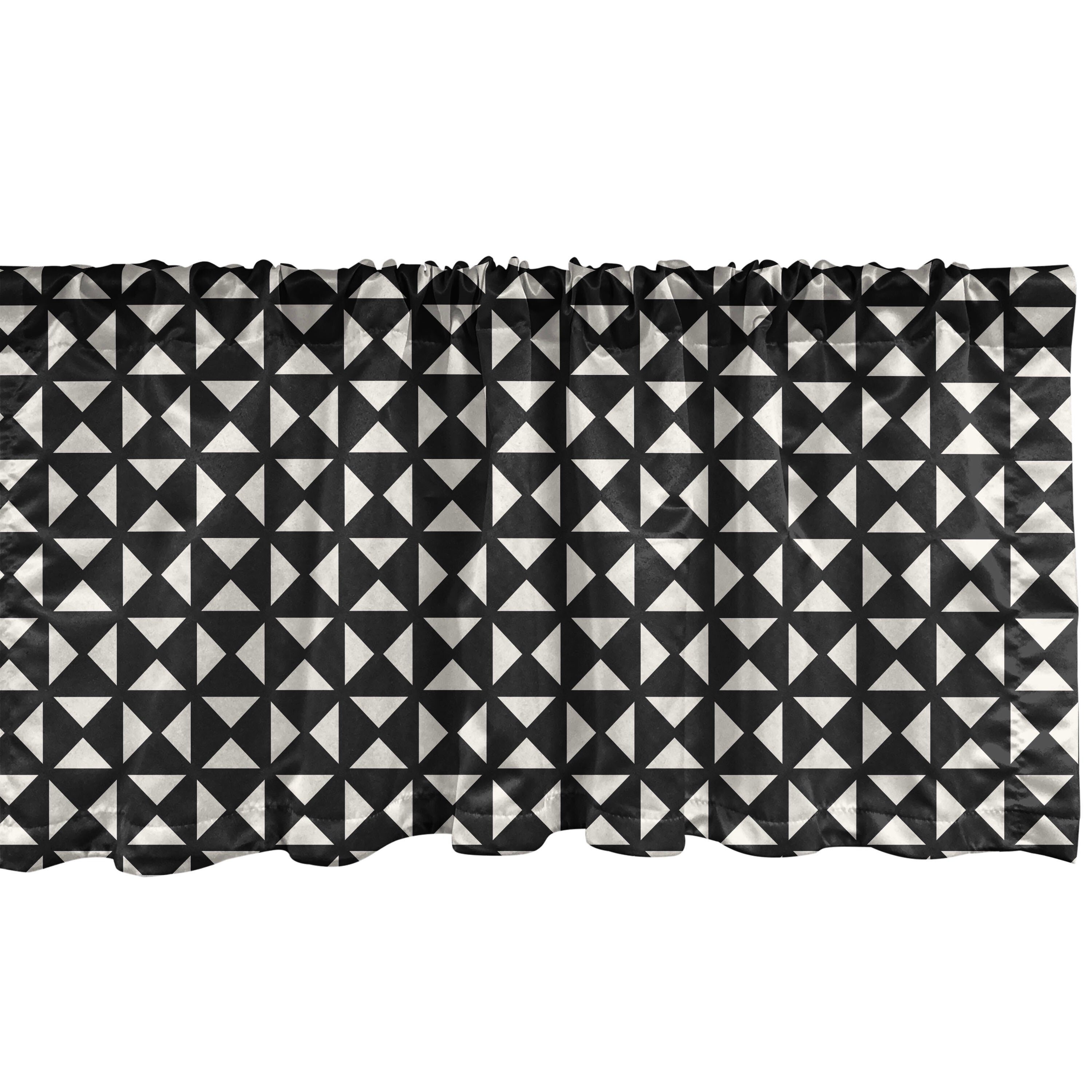 Scheibengardine Vorhang Volant für Küche Schlafzimmer Dekor mit Stangentasche, Abakuhaus, Microfaser, Abstrakt Grund Triangles in Squares