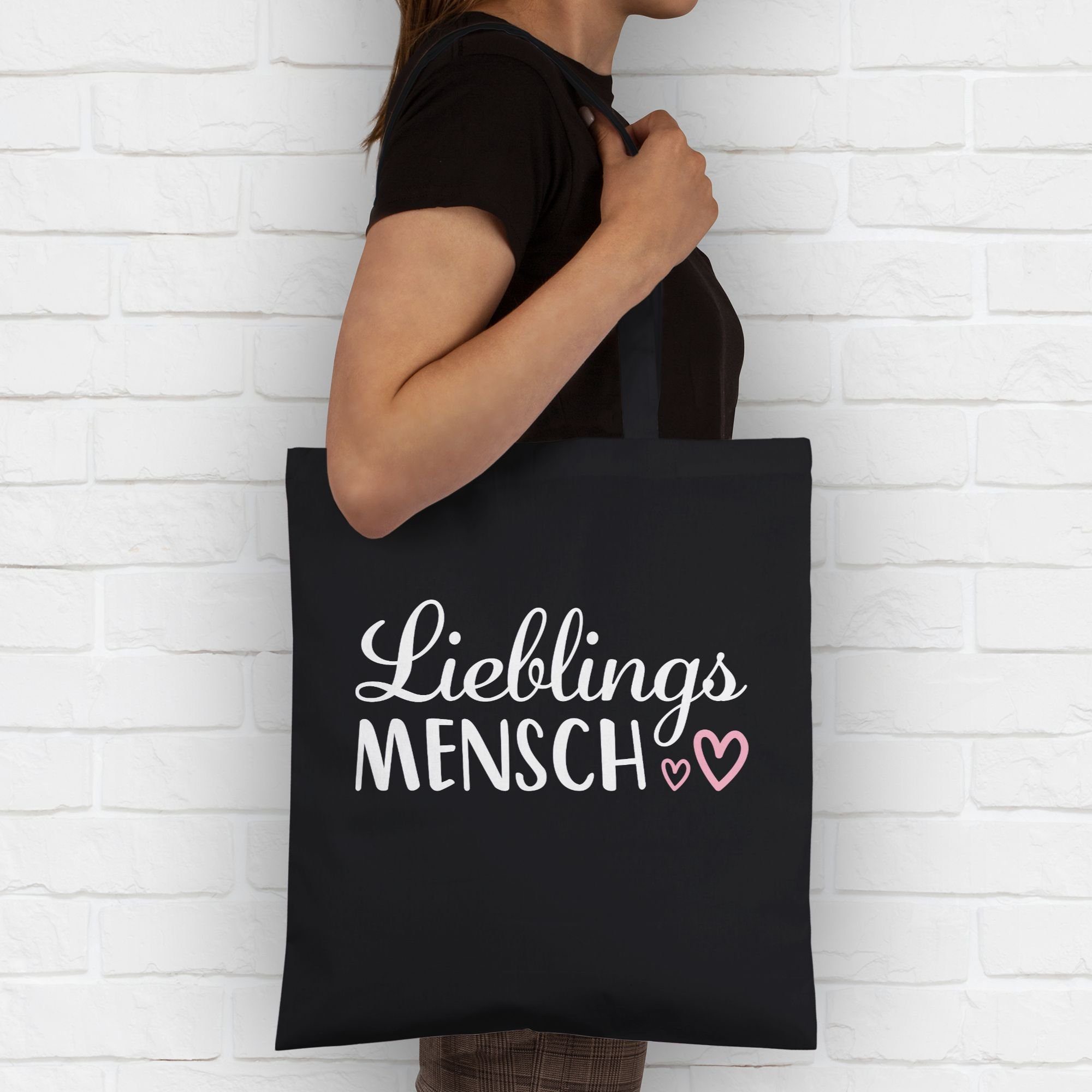 Shirtracer Umhängetasche Lieblingsmensch Schriftzug, Valentinstag Partner Liebe