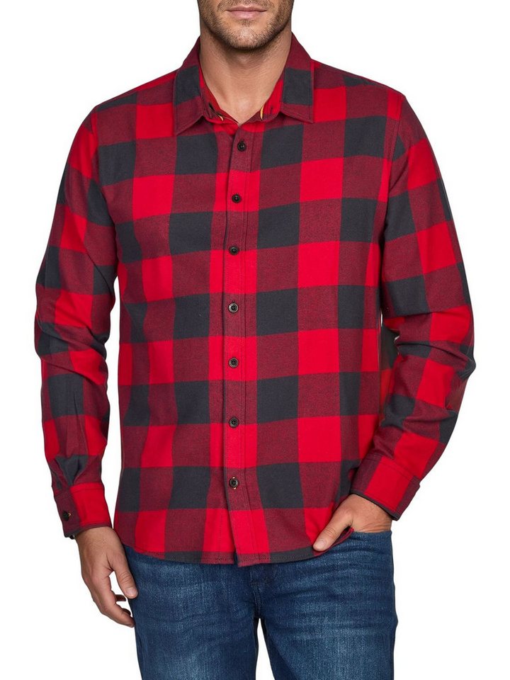 riverso Langarmhemd Herren Karohemd RIVArne Regular Fit (1-tlg)