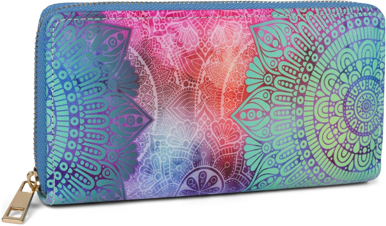 Geldbörse Geldbörse (1-tlg), Aquagrün-Violett-Pink Paisley styleBREAKER Ornament Muster