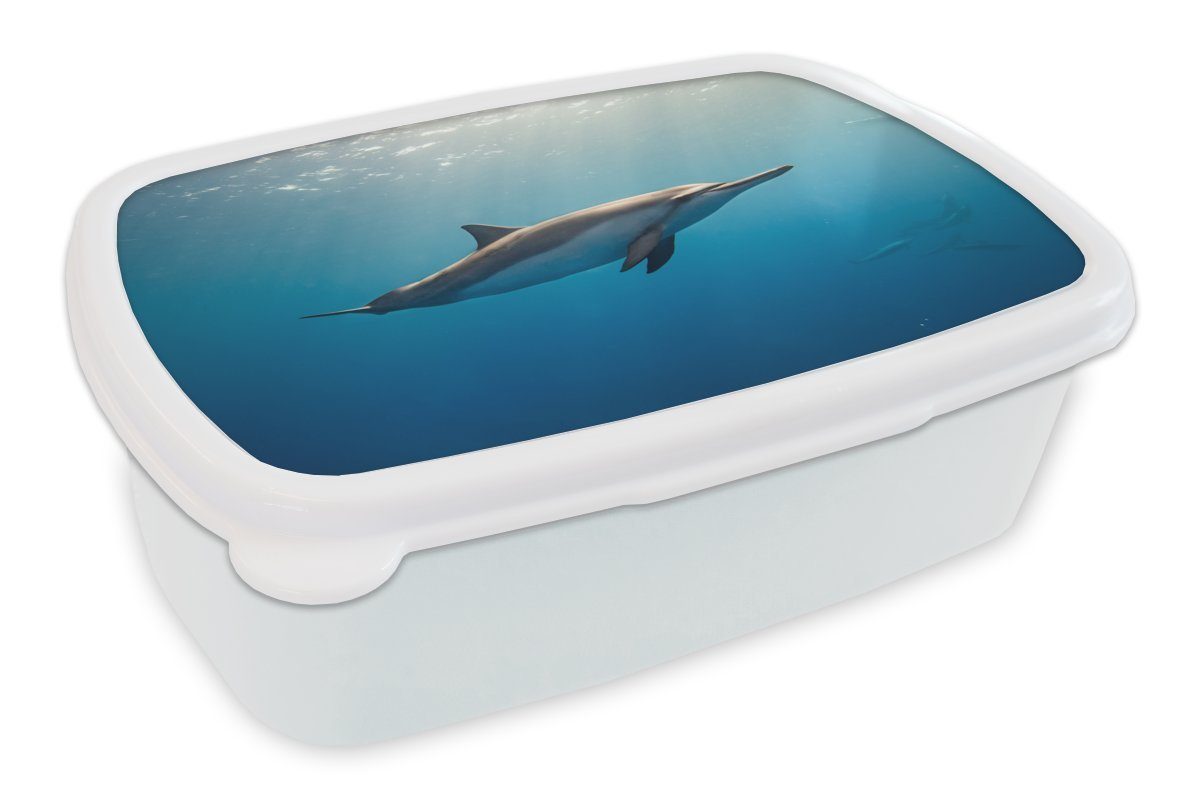 MuchoWow Lunchbox Delfin für Meer - Mädchen (2-tlg), Kinder Kunststoff, Sonne, weiß Brotdose, für Jungs - und Erwachsene, und Brotbox