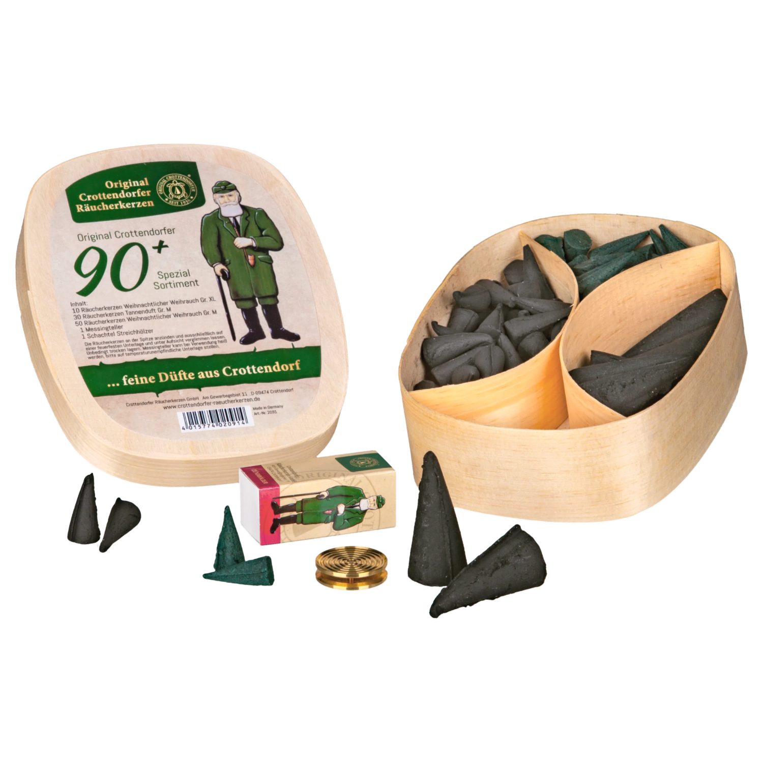 Crottendorfer Ароматические конусы Räucherkerzen Geschenkset Spanschachtel 90+, 100% Made in Germany