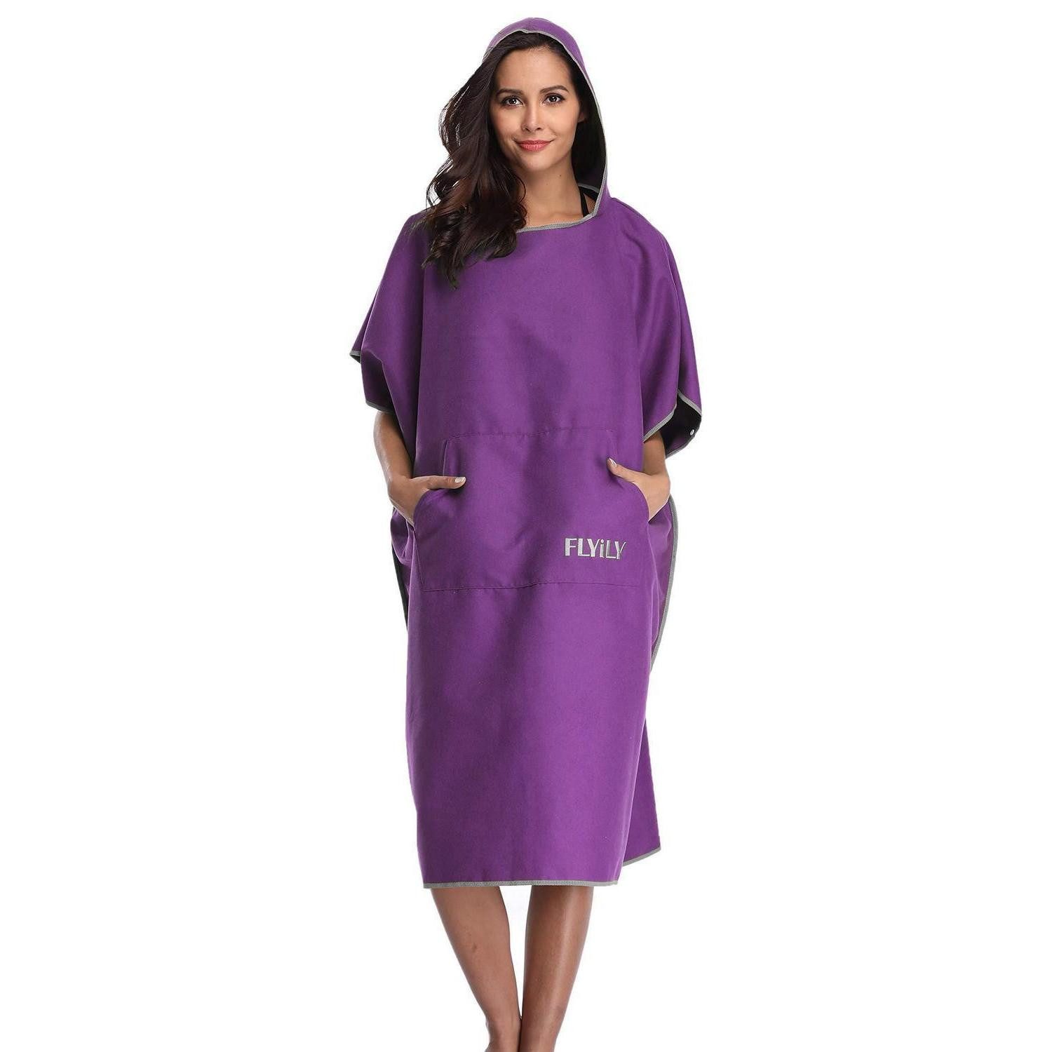 LuxusKollektion Kapuzenhandtuch Surf Poncho Handtuch Kapuze Lila Einheitsgrösse