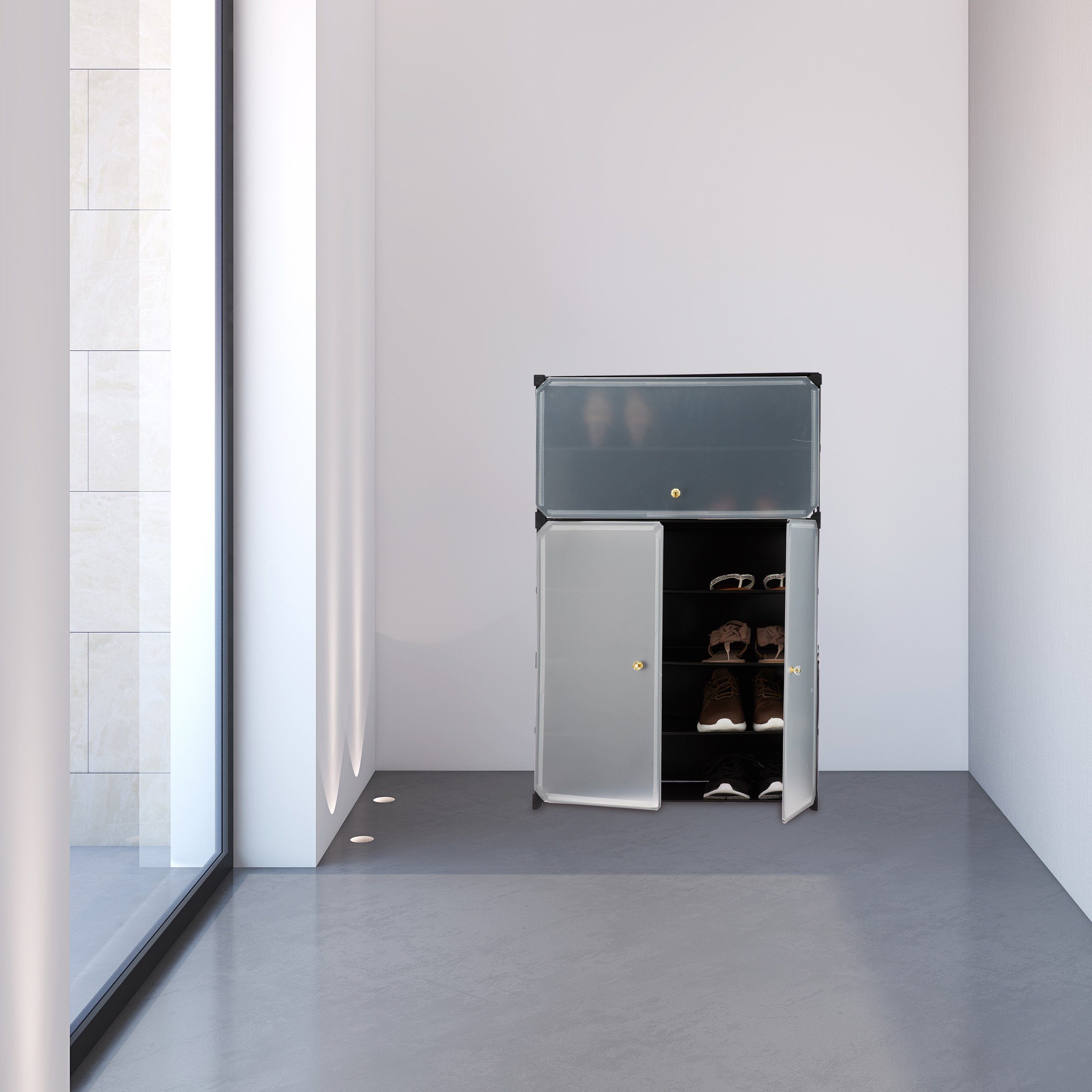 relaxdays Schuhschrank Kunststoff Schwarz günstig online kaufen