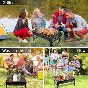 Sumosuma Holzkohlegrill, Picknickgrill Edelstahl Kleiner Grill, Portable Campinggrill Abnehmbare BBQ Grills für Outdoor Garten Party