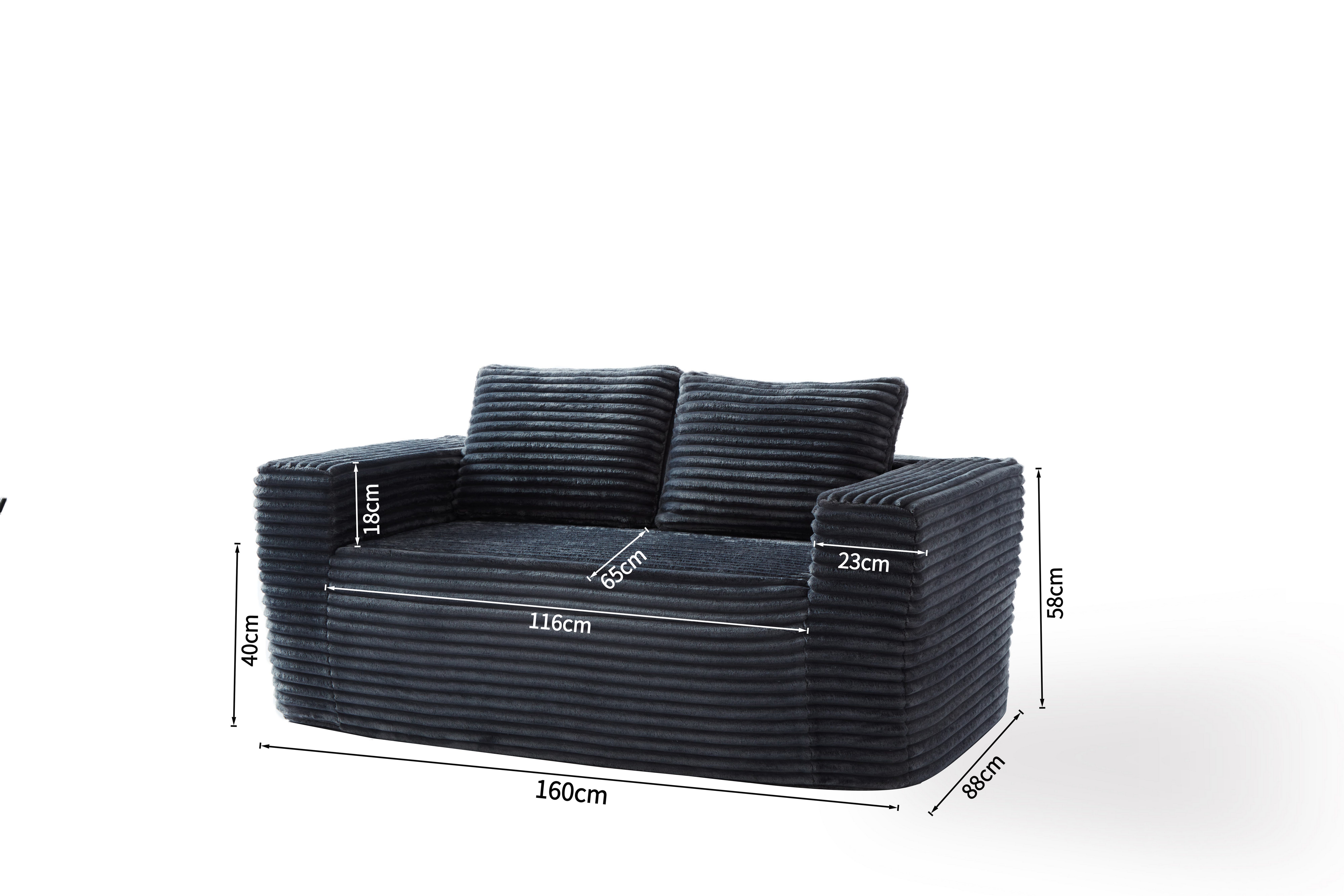 GLP 2-Sitzer Cordsofa Boneless Bodensofa 160 cm, Set, Loungesofa ohne Montage für kleine Räume