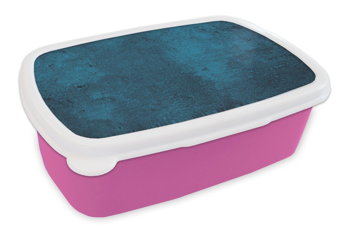 MuchoWow Lunchbox Naturstein Snackbox, Mädchen, Brotdose für - Brotbox - Kunststoff, rosa Stein Beton Blau, - Kunststoff Kinder, (2-tlg), Erwachsene