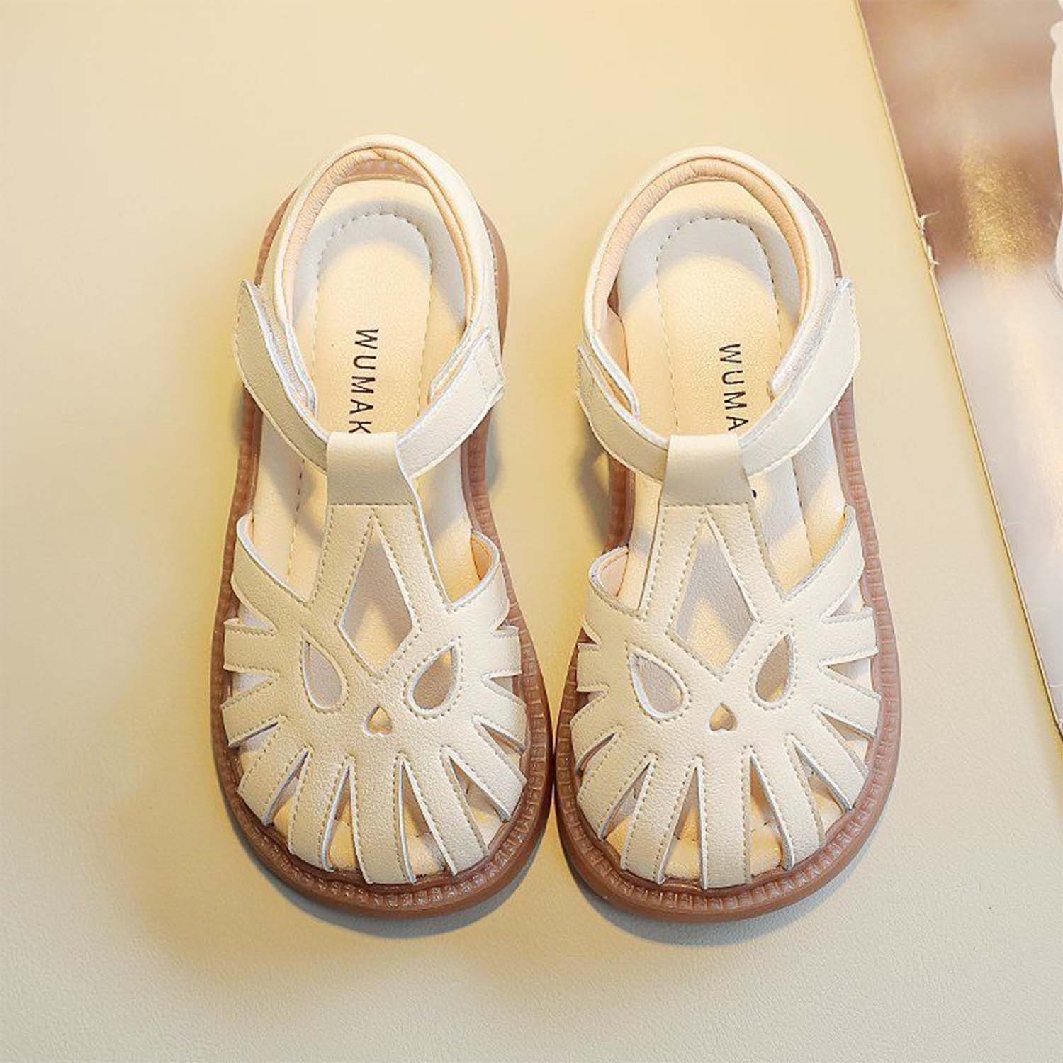 Daisred Mädchen Sommer Schuhe Babyschuhe Flach Sandale Weiß