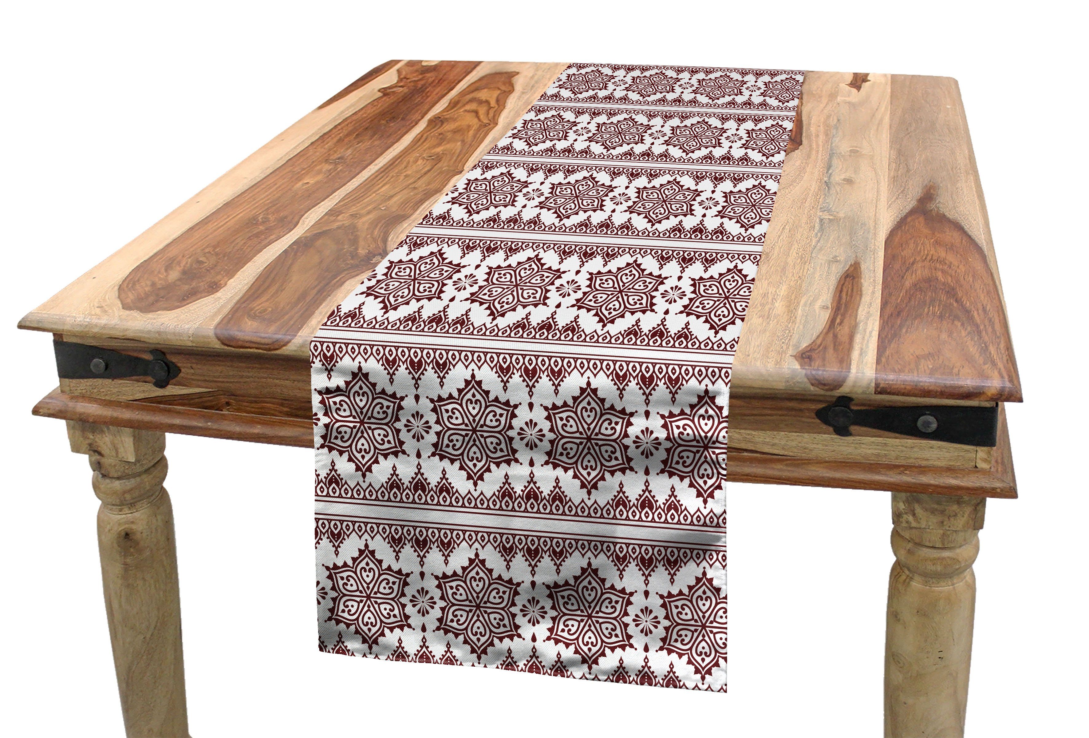 Tischläufer Rechteckiger Küche Abakuhaus Brown Mandala Art-Kunst Tischläufer, Dekorativer Esszimmer