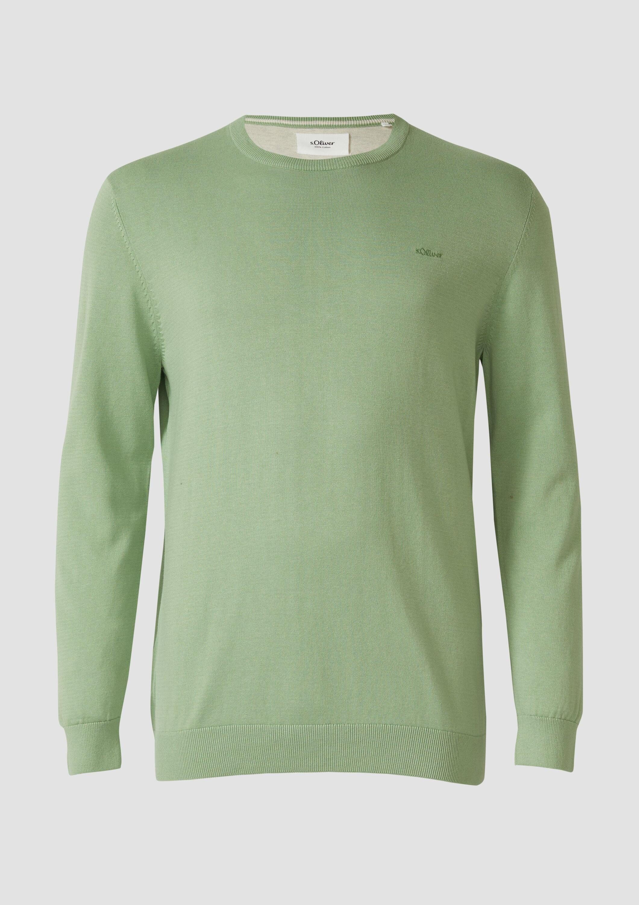s.Oliver Longpullover Strickpullover Strickpullover mit Logo-Stickerei