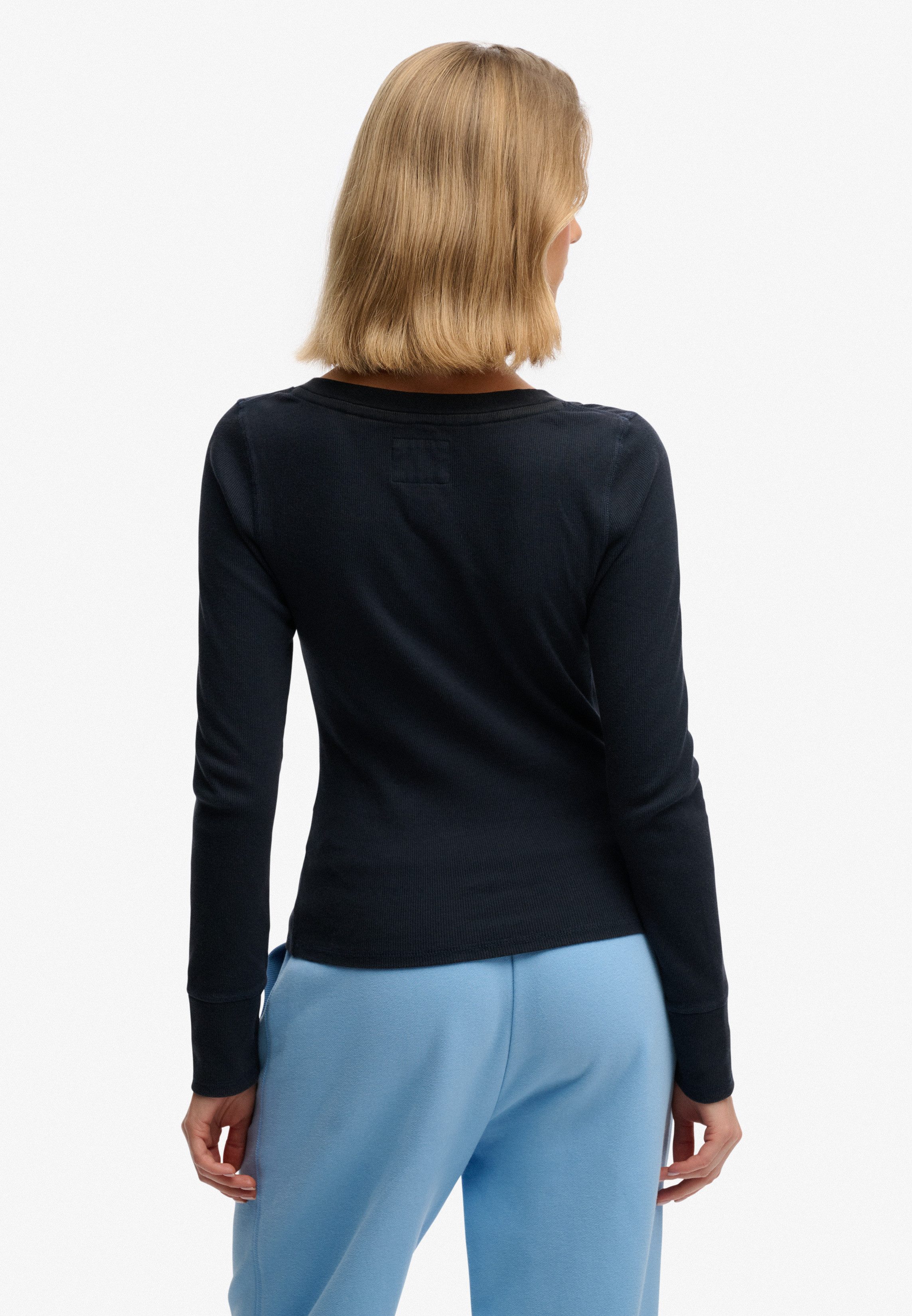 Superdry Langarmshirt ATHLETIC BUTTON DOWN LS TOP Baumwolle, skinny fit