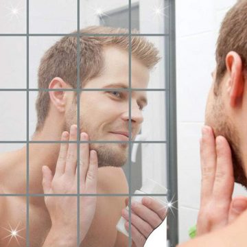 GelldG Badspiegel 18 Stück Spiegelfliesen Selbstklebend Abgerundete Ecke
