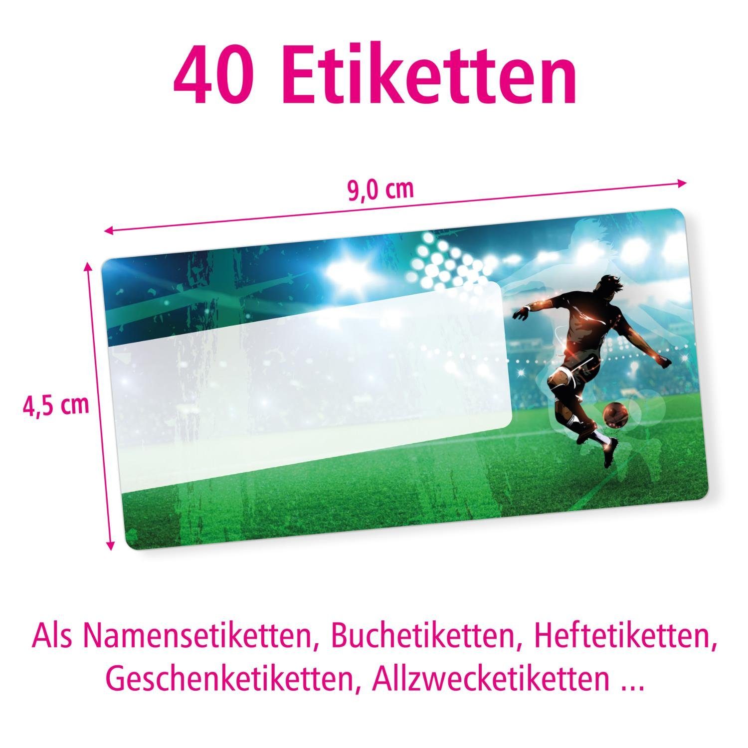 Thumbnail - itenga Etiketten itenga 40x Buchetiketten Fußball 9x4,5cm Namensetiketten Heftetiketten