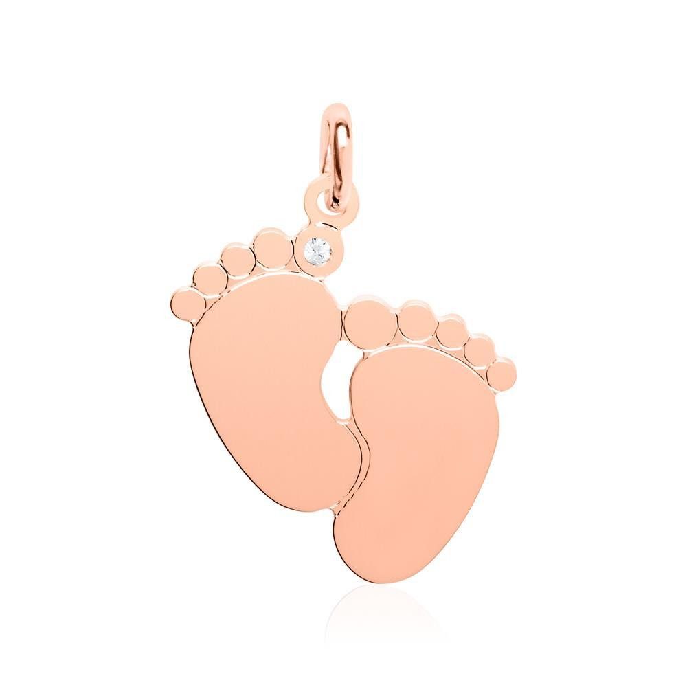 Unique Kettenanhänger Baby Füßchen Kettenanhänger zur Geburt Rosé SP0878